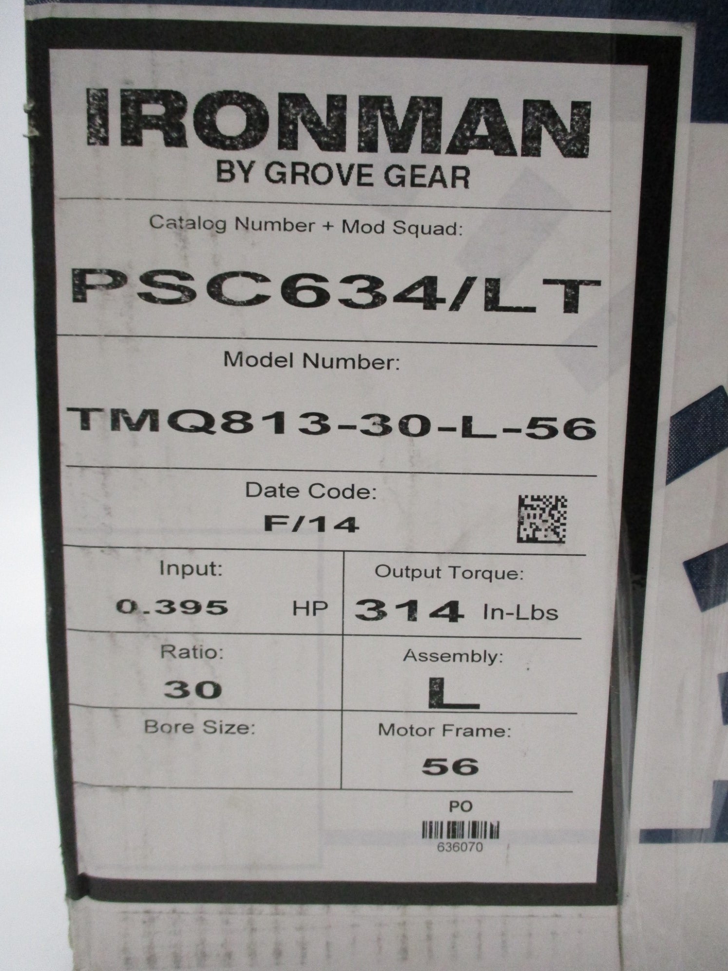 GROVE GEAR TMQ813-30-L-56 NSMP