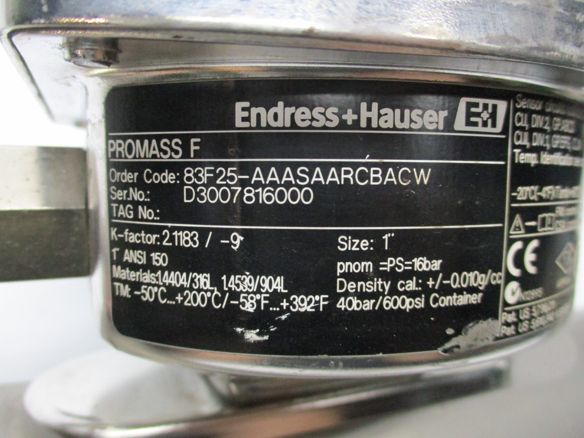 ENDRESS+HAUSER 83F25-AAASAARCBACW (AS PICTURED) UNMP