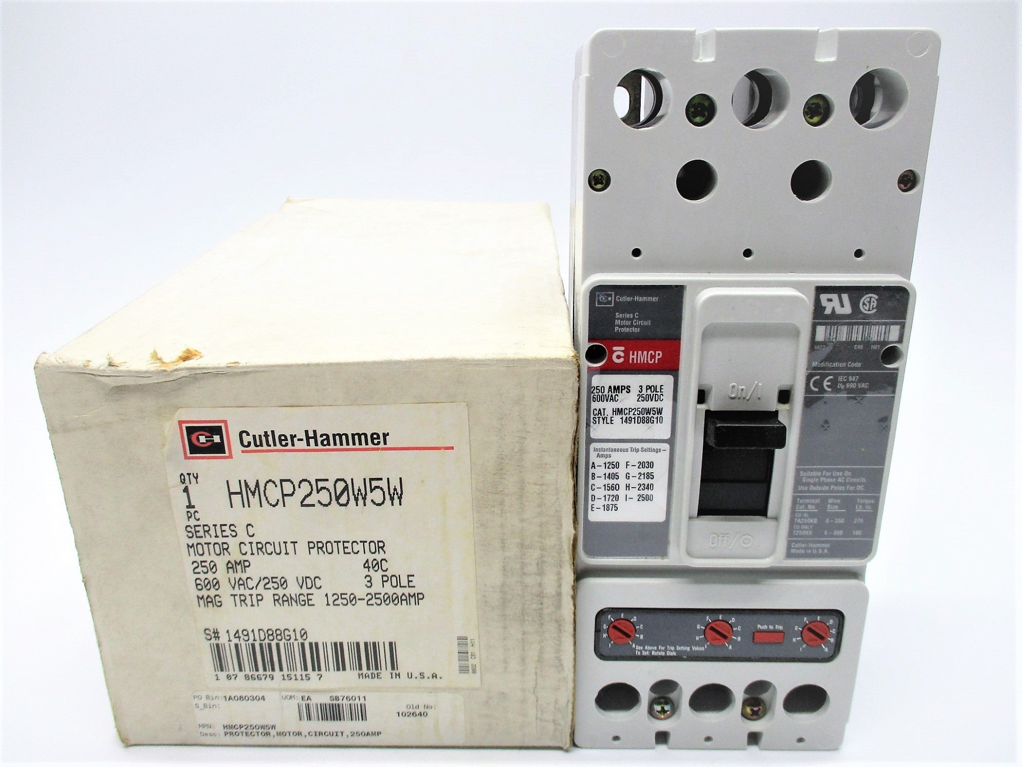 CUTLER HAMMER HMCP250W5W SER. C 250A 600VAC NSMP