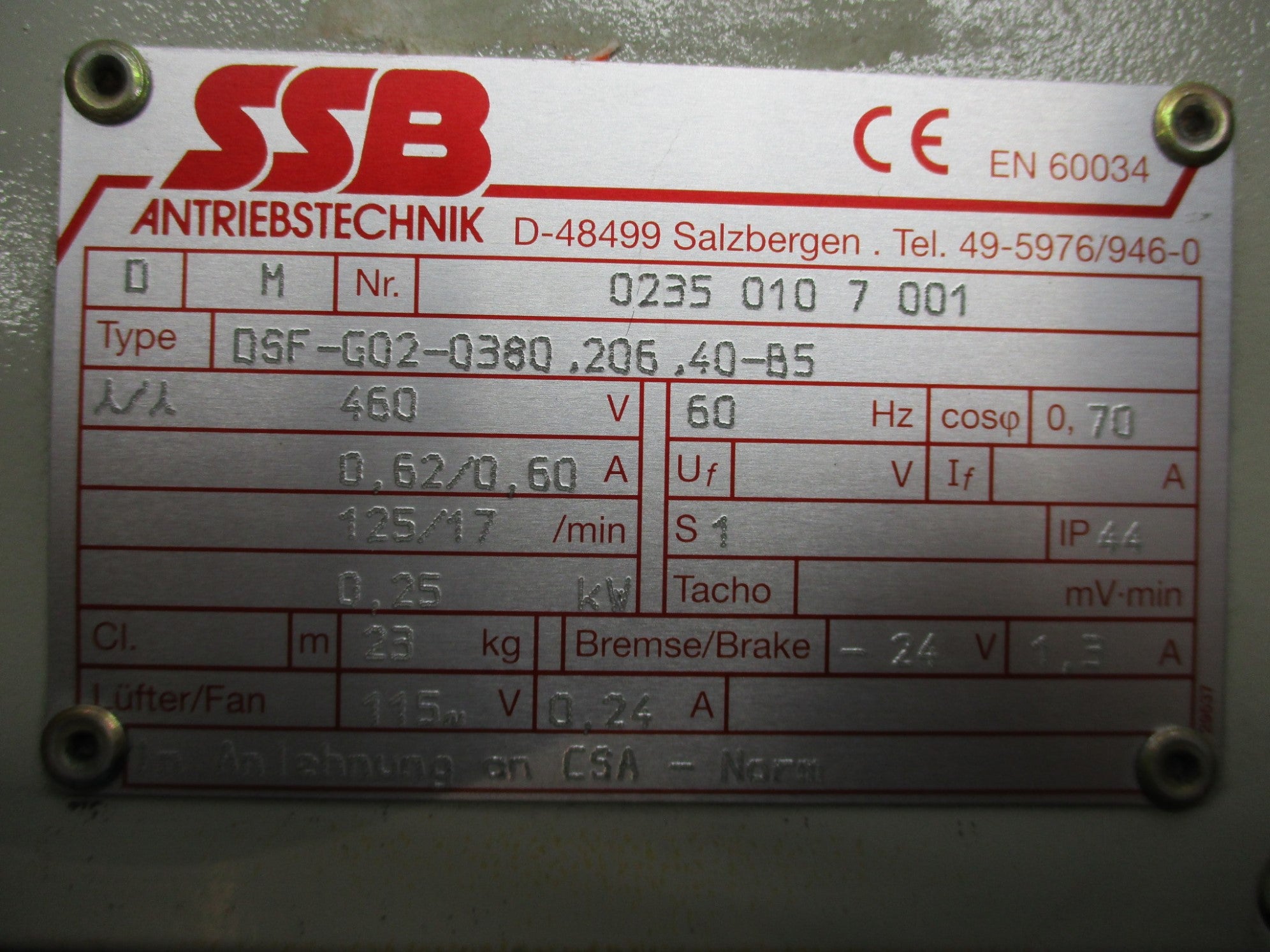 SSB DSF-G02-0380.206.40-B5 EN60034 NSNP