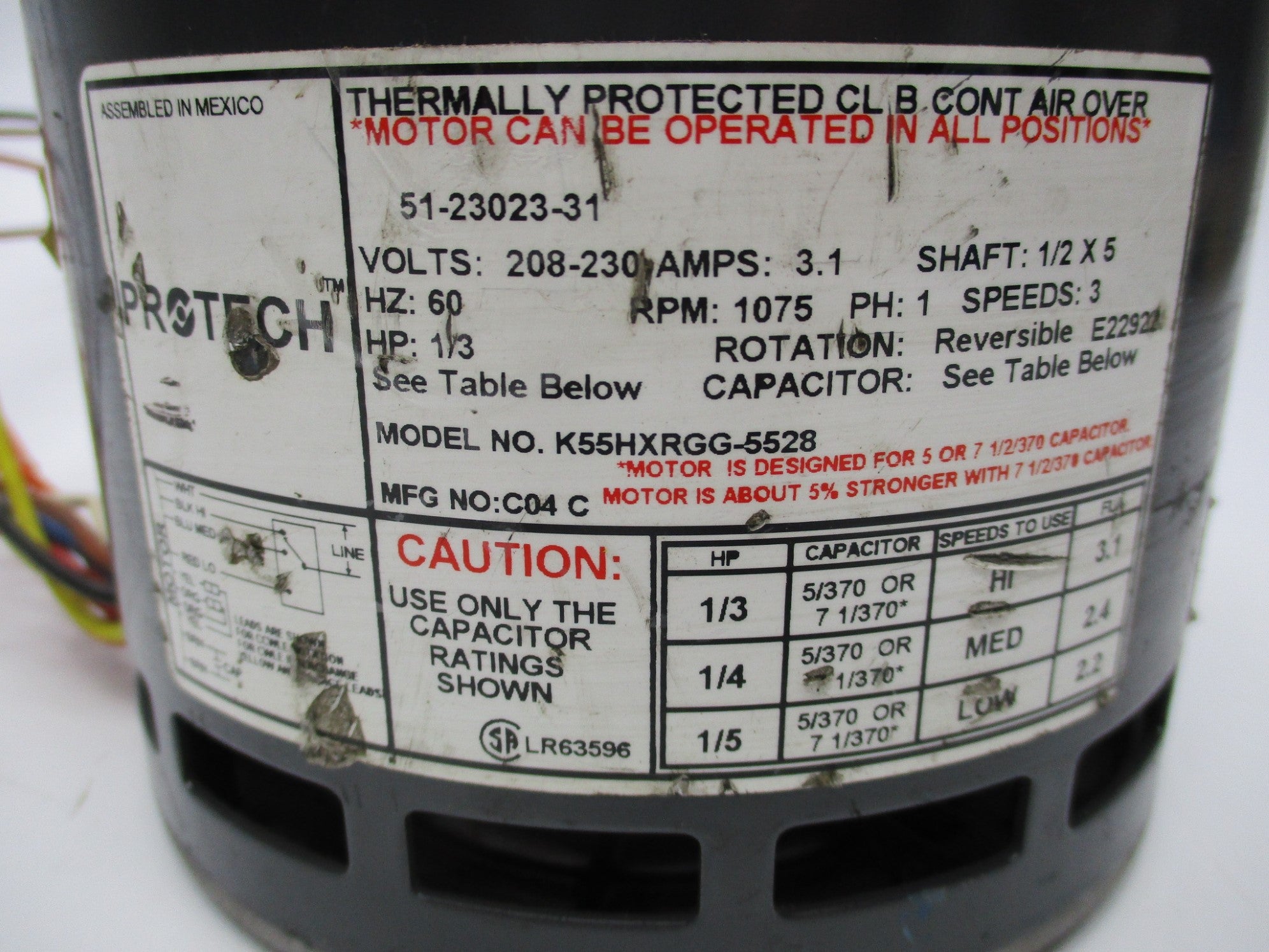 PROTECH 51-23023-31 MODEL K55HXRGG-5528 UNMP