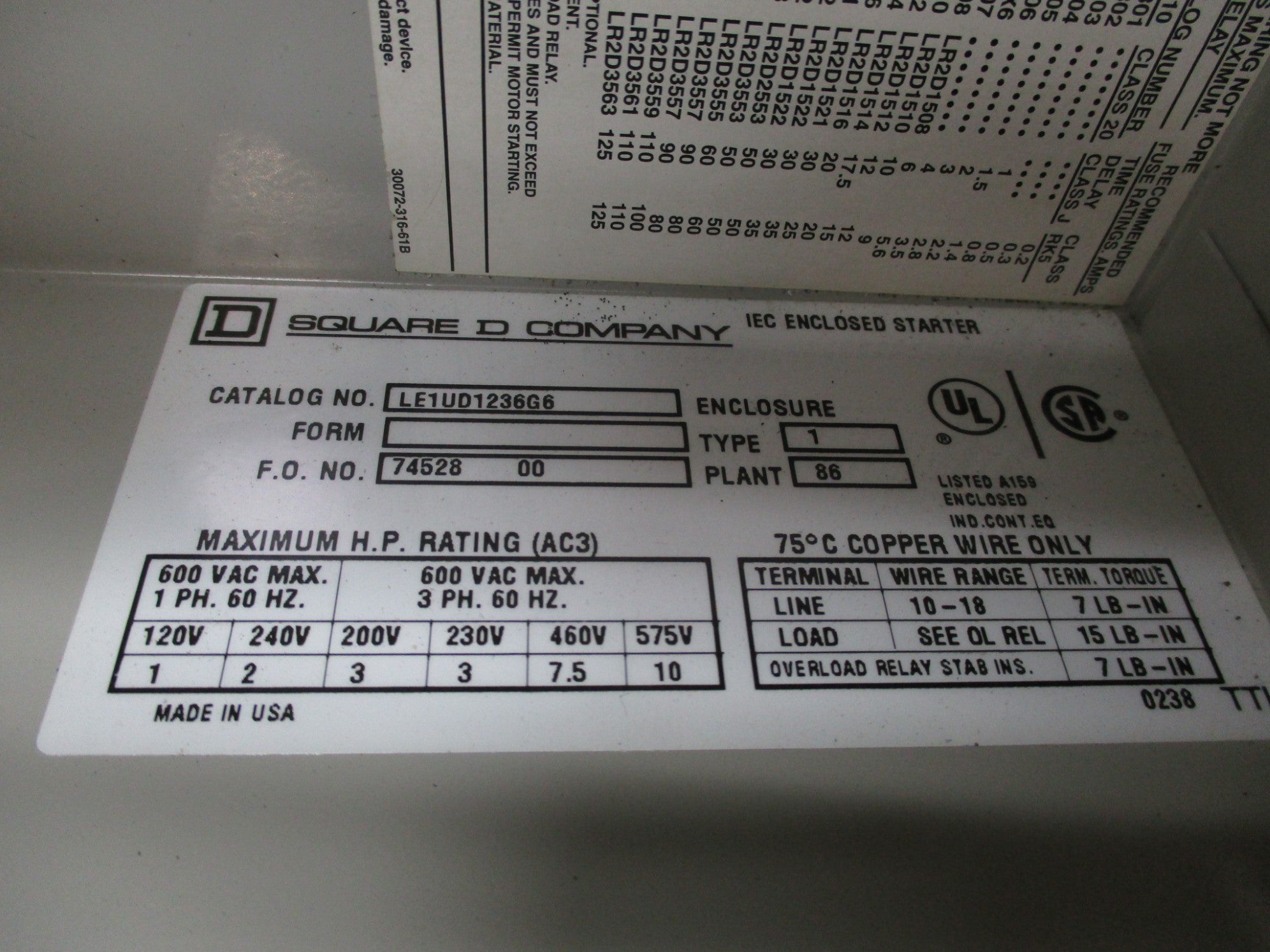 SQUARE D LE1UD1236G6 NSNP