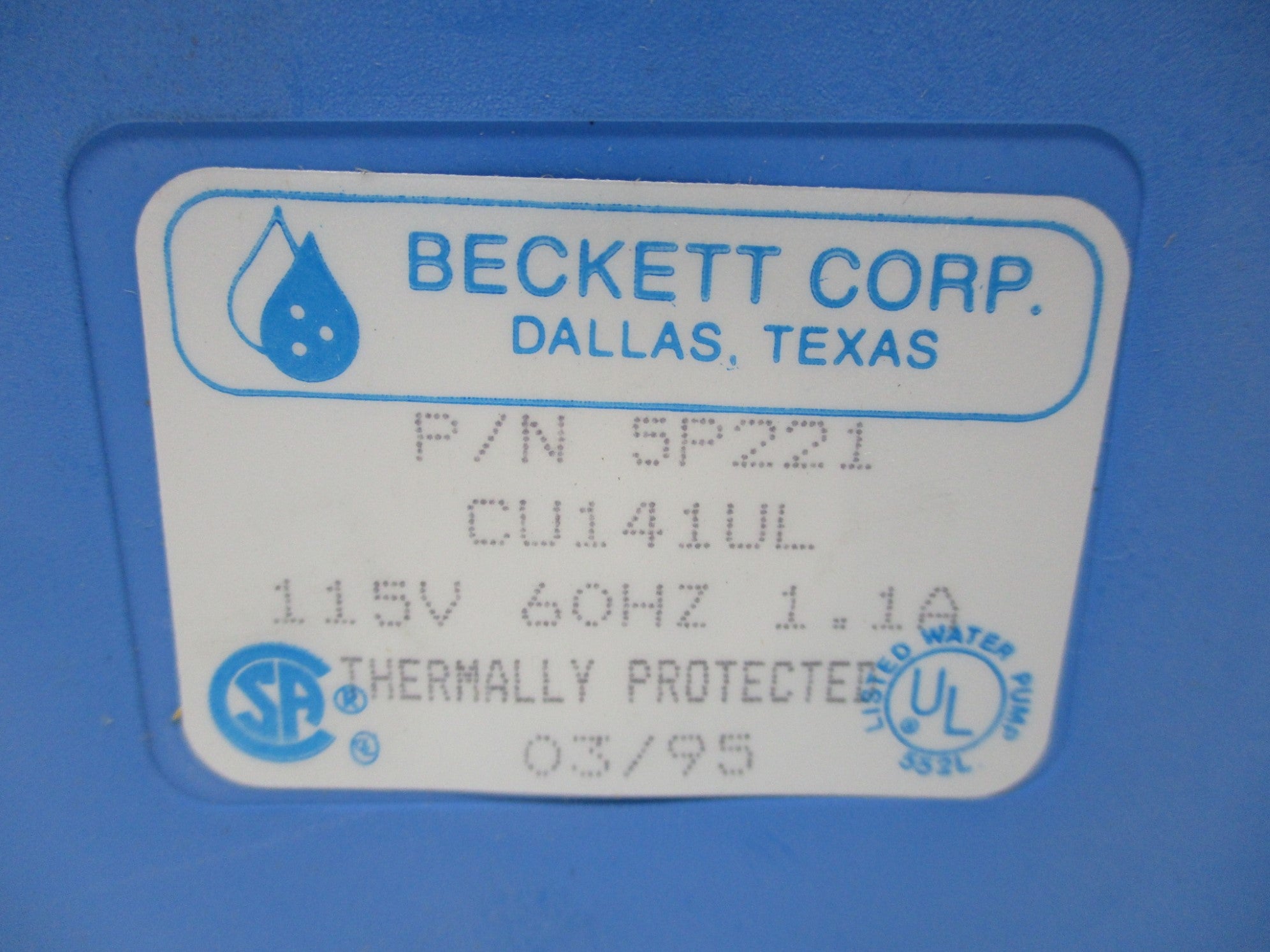 BECKETT 5P221-CU141UL UNMP