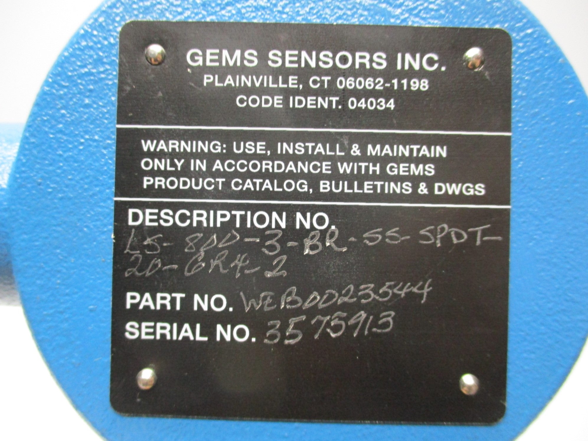 GEMS LS-800-3-BR-SS-SPDT-20-6R4-2 WEB0023544 UNMP