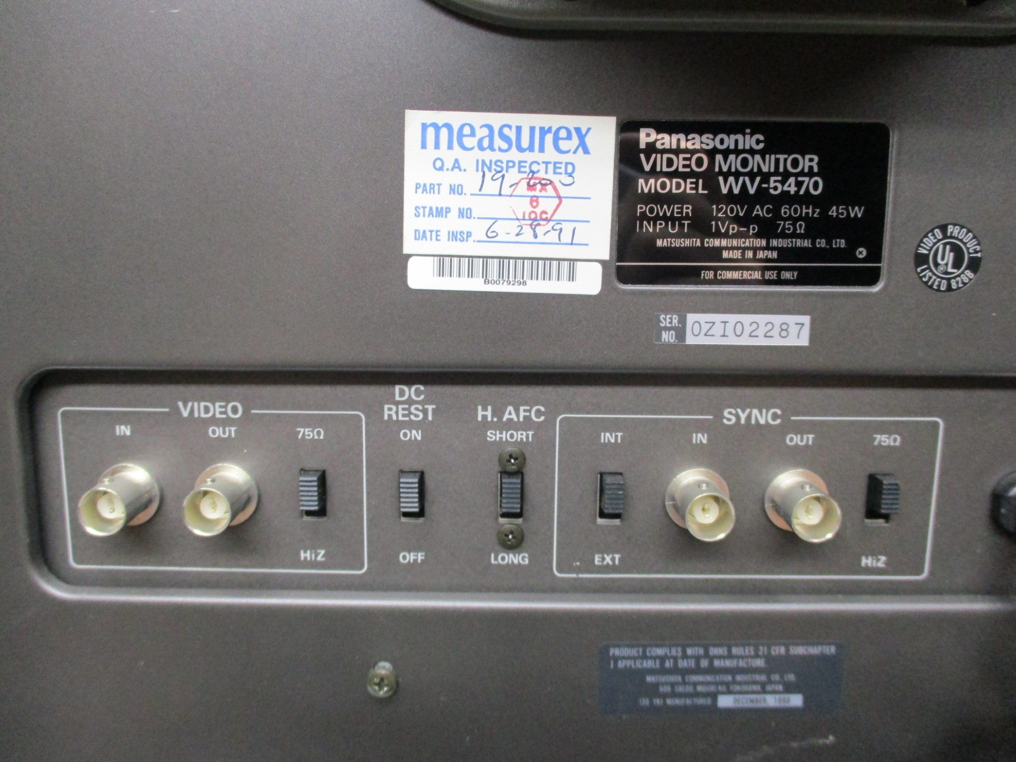 PANASONIC WV-5470 UNMP