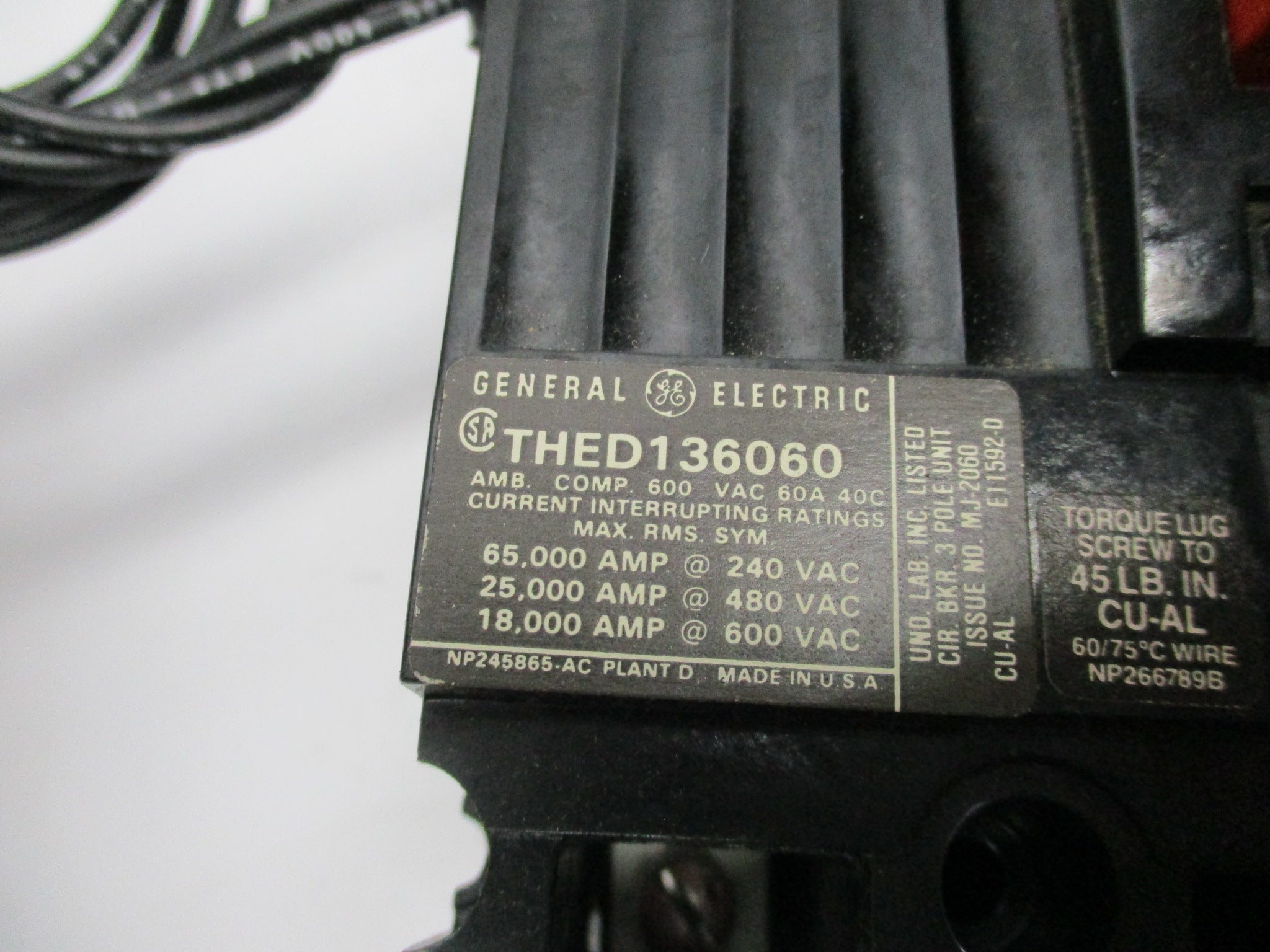 GENERAL ELECTRIC THED136060 600VAC 60A UNMP