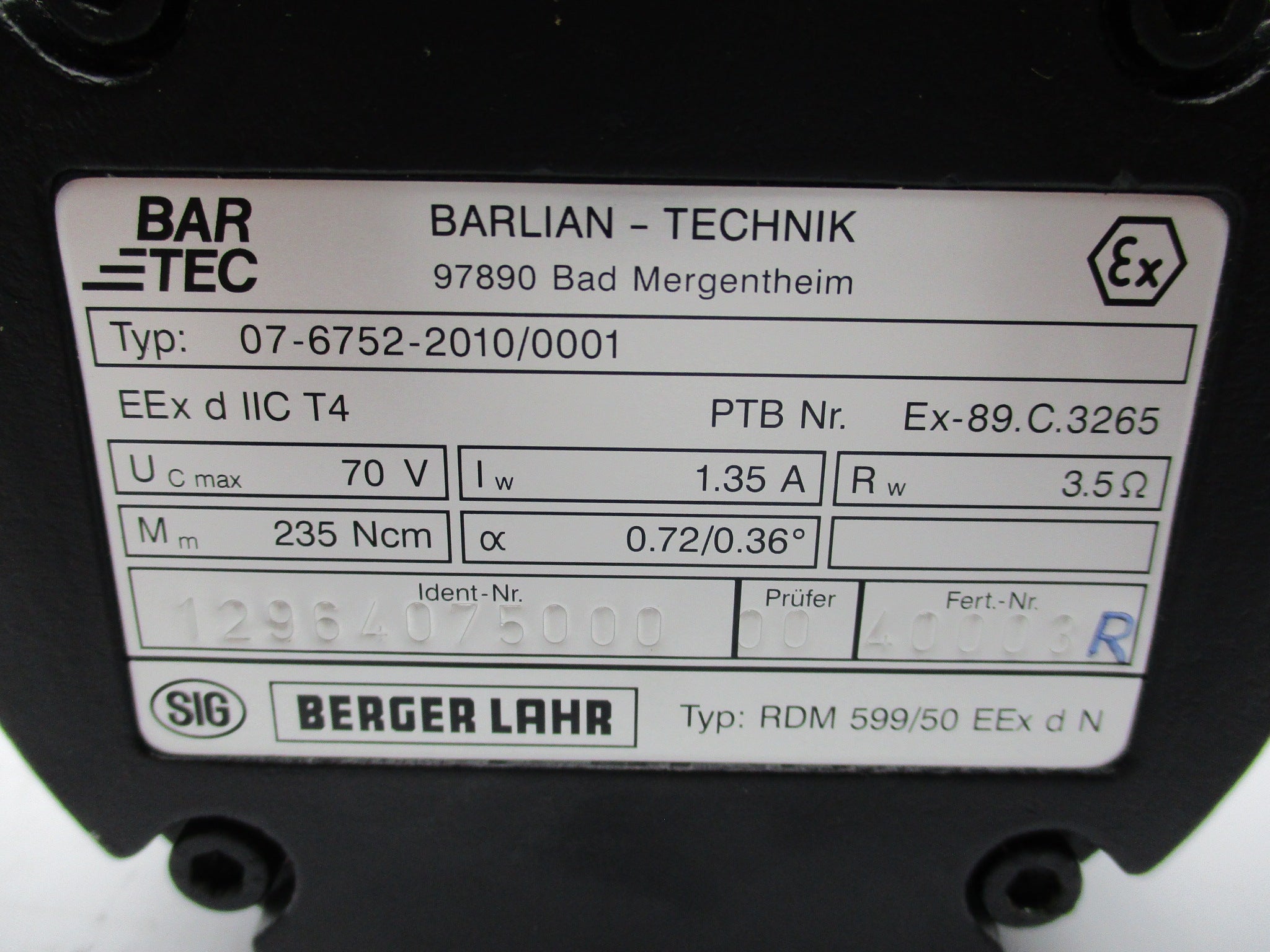 BERGER RDM-599/50 07-6752-2010/0001 NSNP