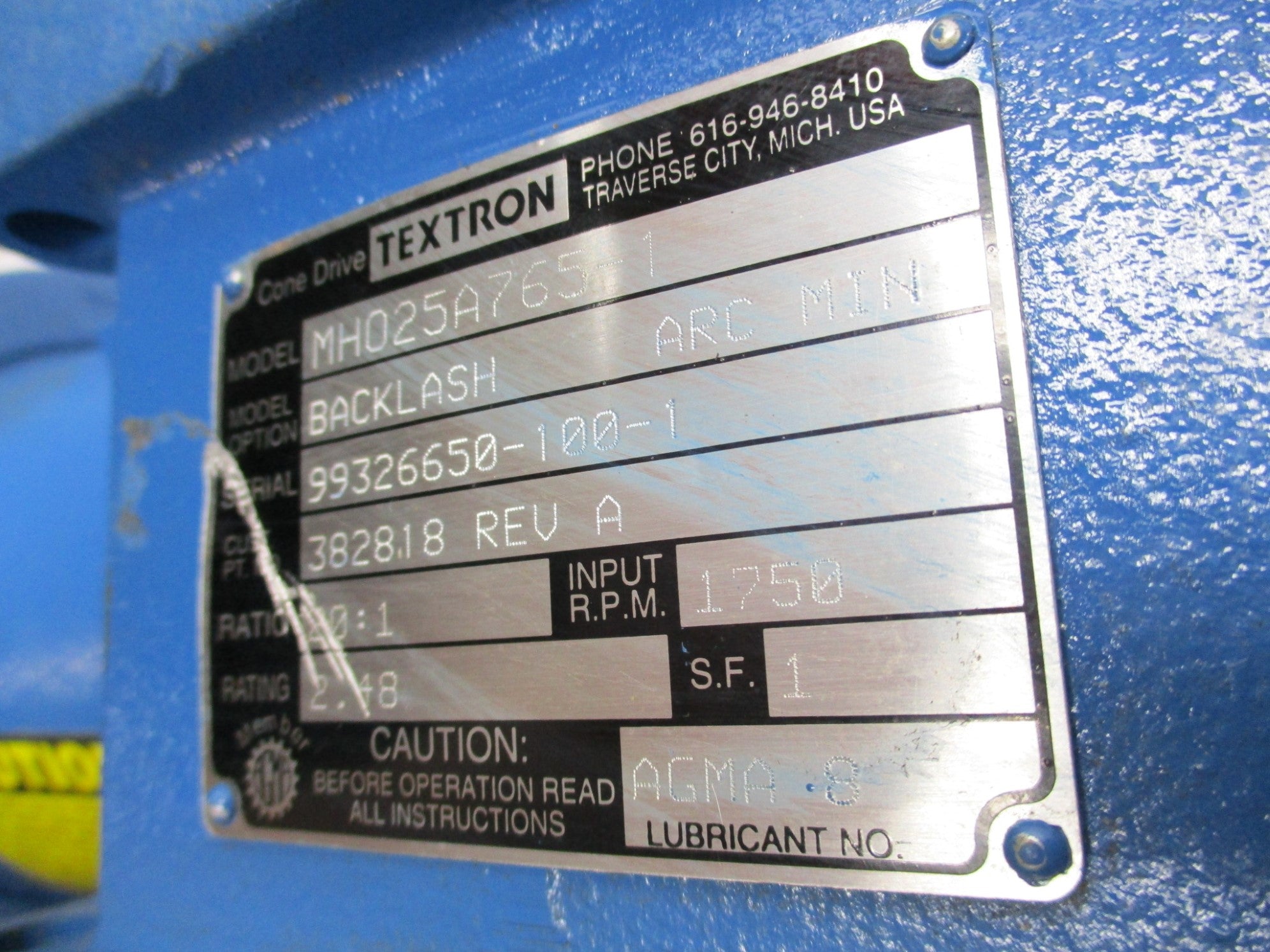 TEXTRON MHO25A765-1 UNMP