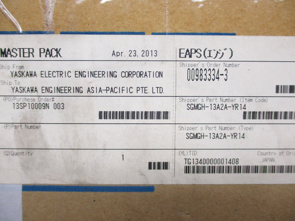 YASKAWA SGMGH-13A2A-YR14 NSMP
