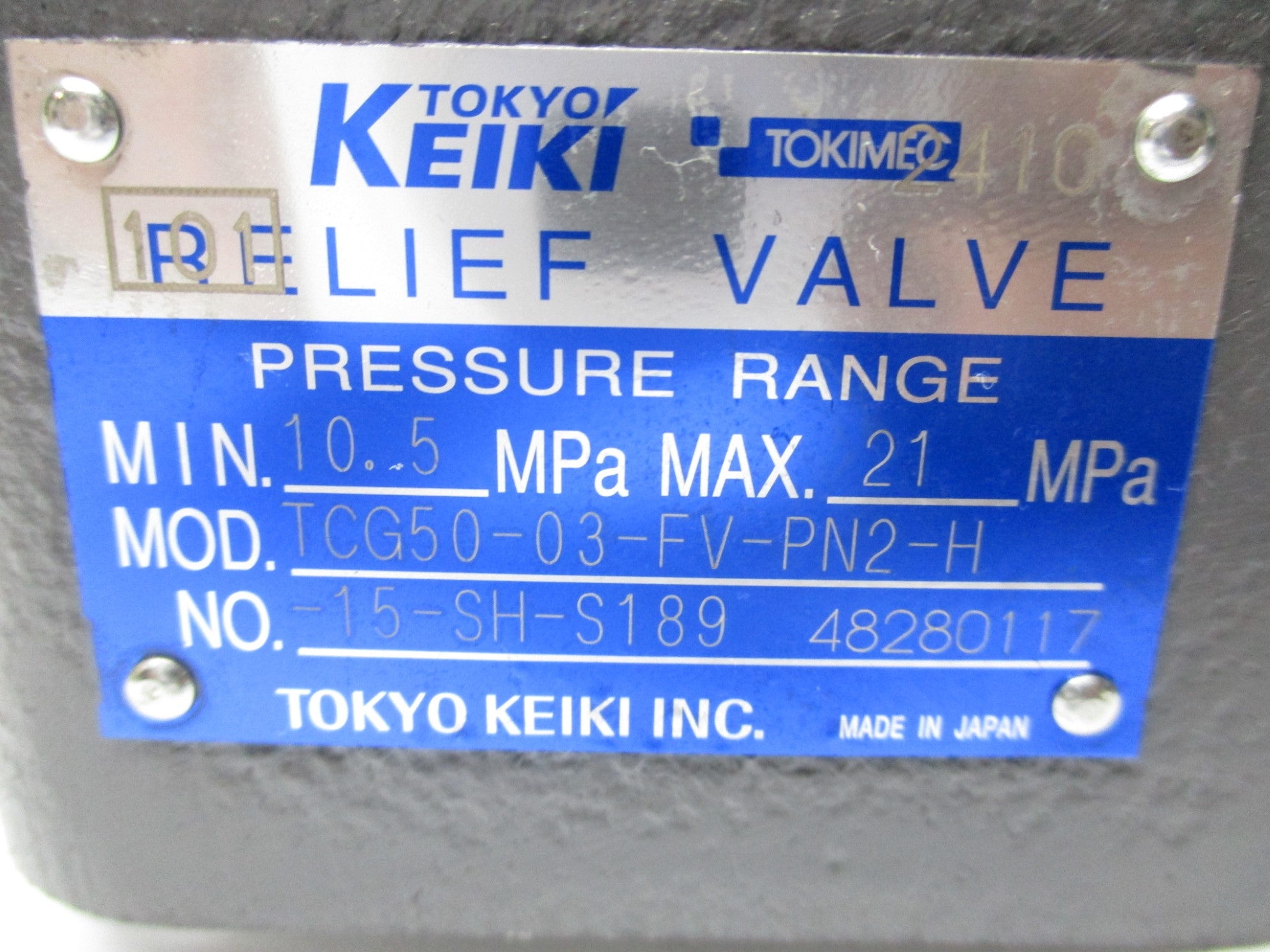 TOKYO KEIKI TCG50-03-FV-PN2-H-15-SH-S189 NSMP