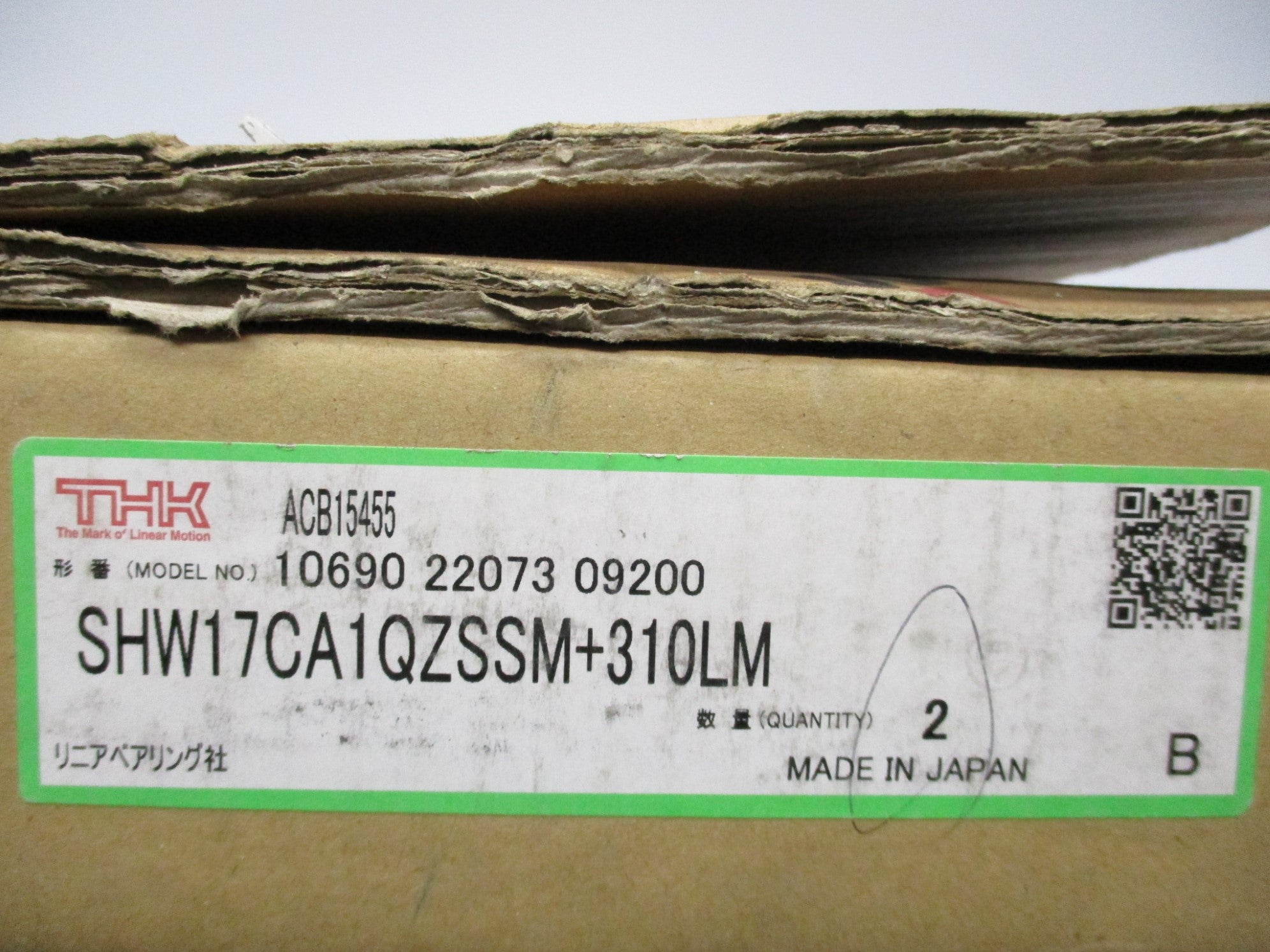 THK SHW17CA1QZSSM+310LM 106902207309200 (PKG OF 2) NSMP