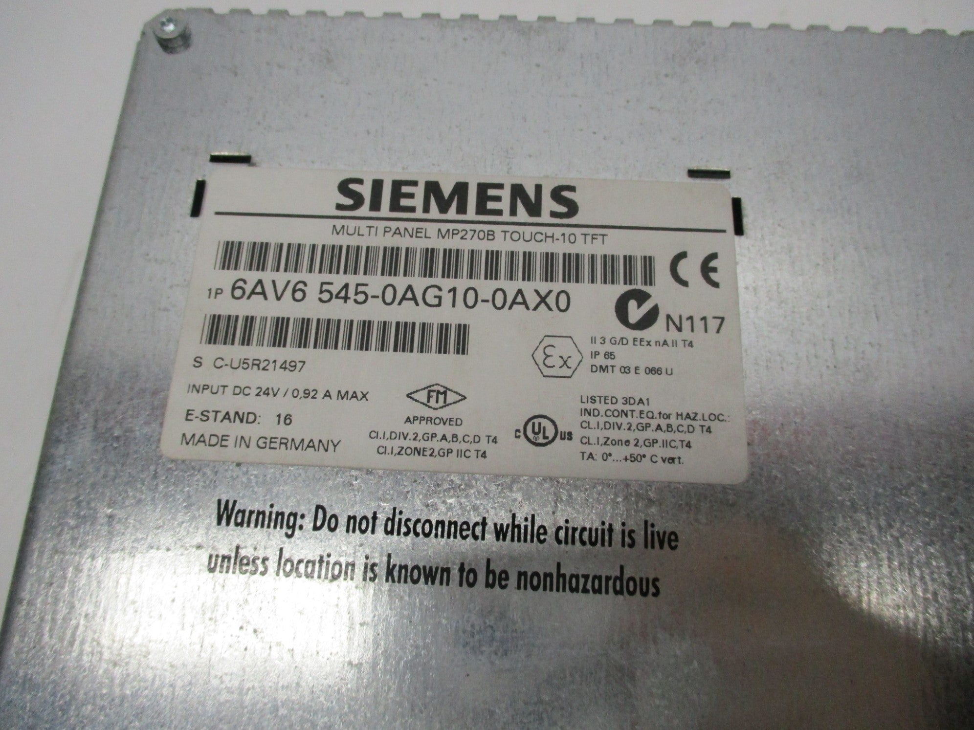 SIEMENS 6AV6545-0AG10-0AX0 24VDC 0.92A NSNP