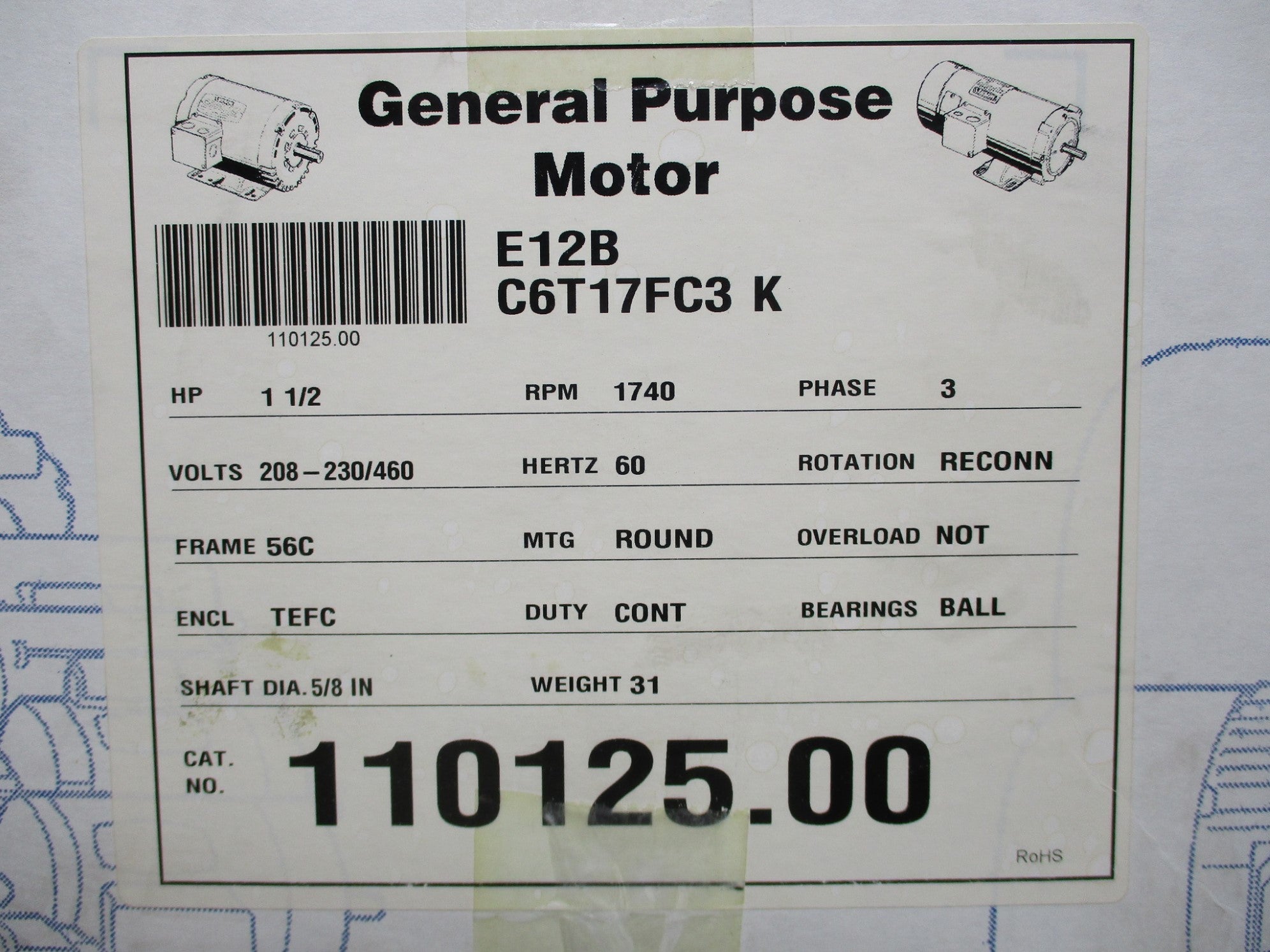 LEESON C6T17FC3K 110125.00 460V NSMP