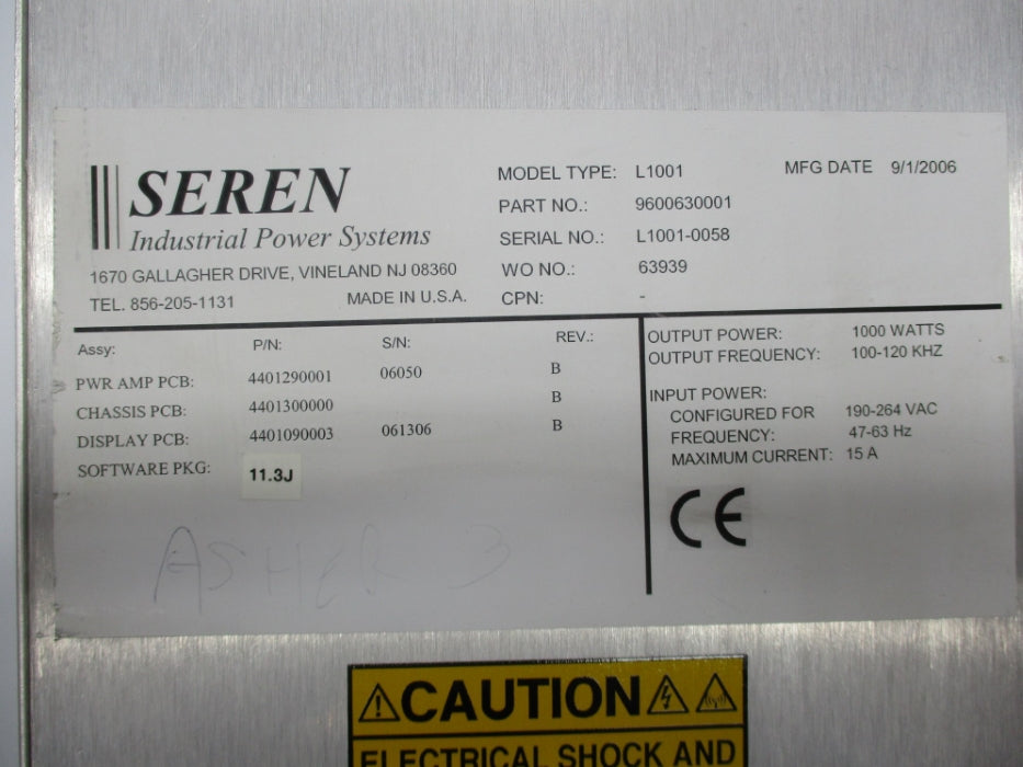 SEREN 9600630001 MODEL L1001 UNMP