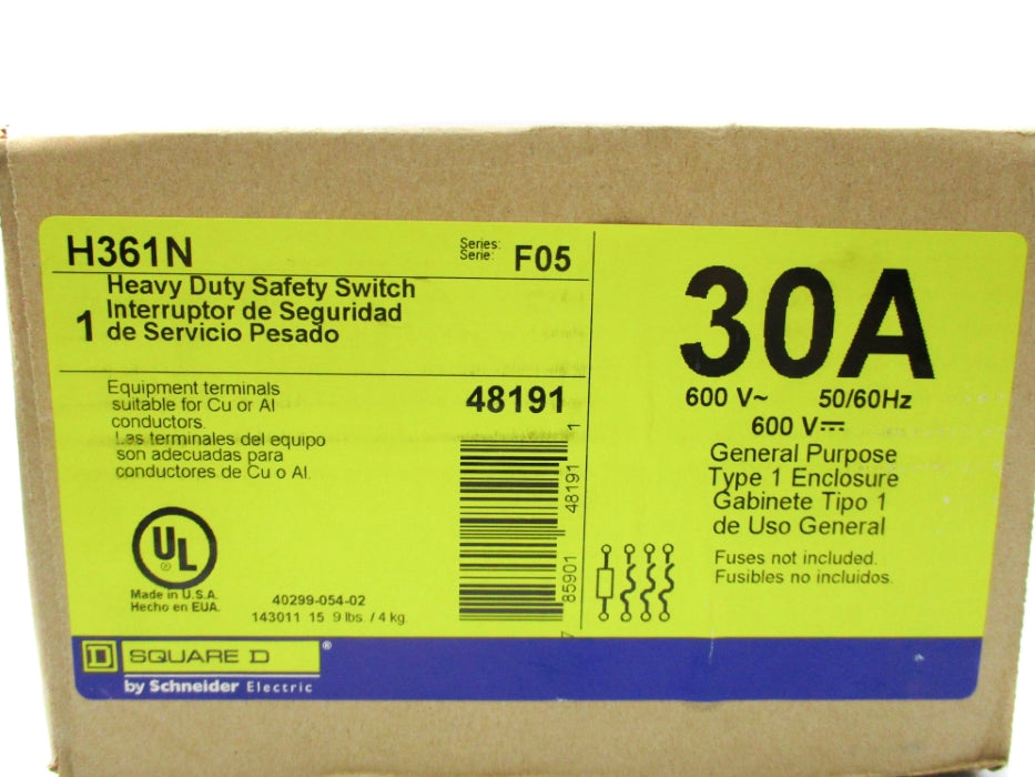 SQUARE D H361N SER. F05 600V NSFS