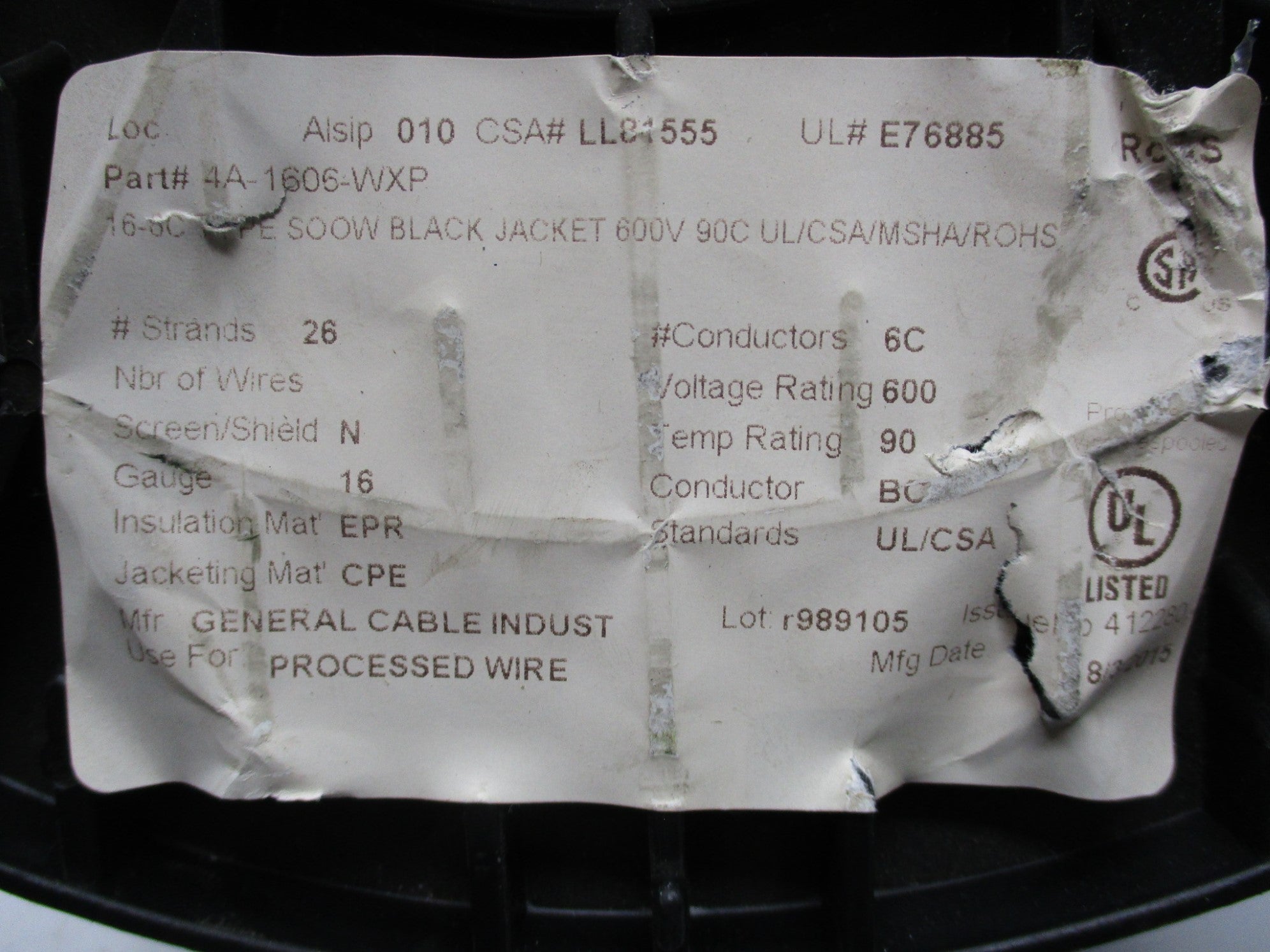 GENERAL CABLE WXP-4A-1606-100 NSMP