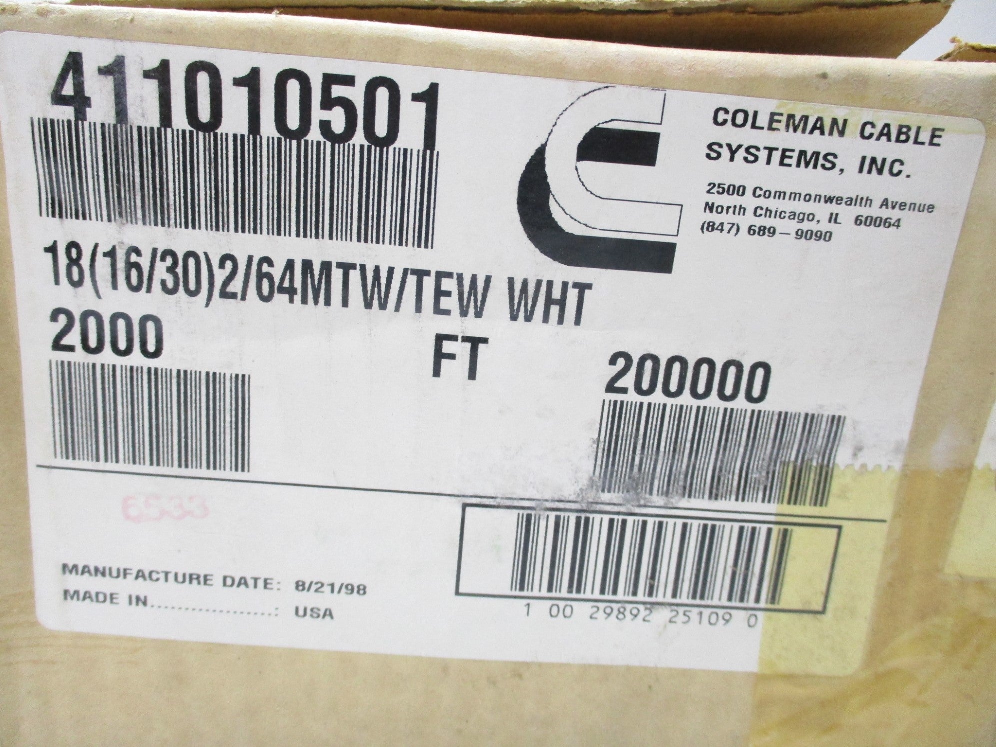 COLEMAN CABLE 411010501 (PKG OF 4) NSMP