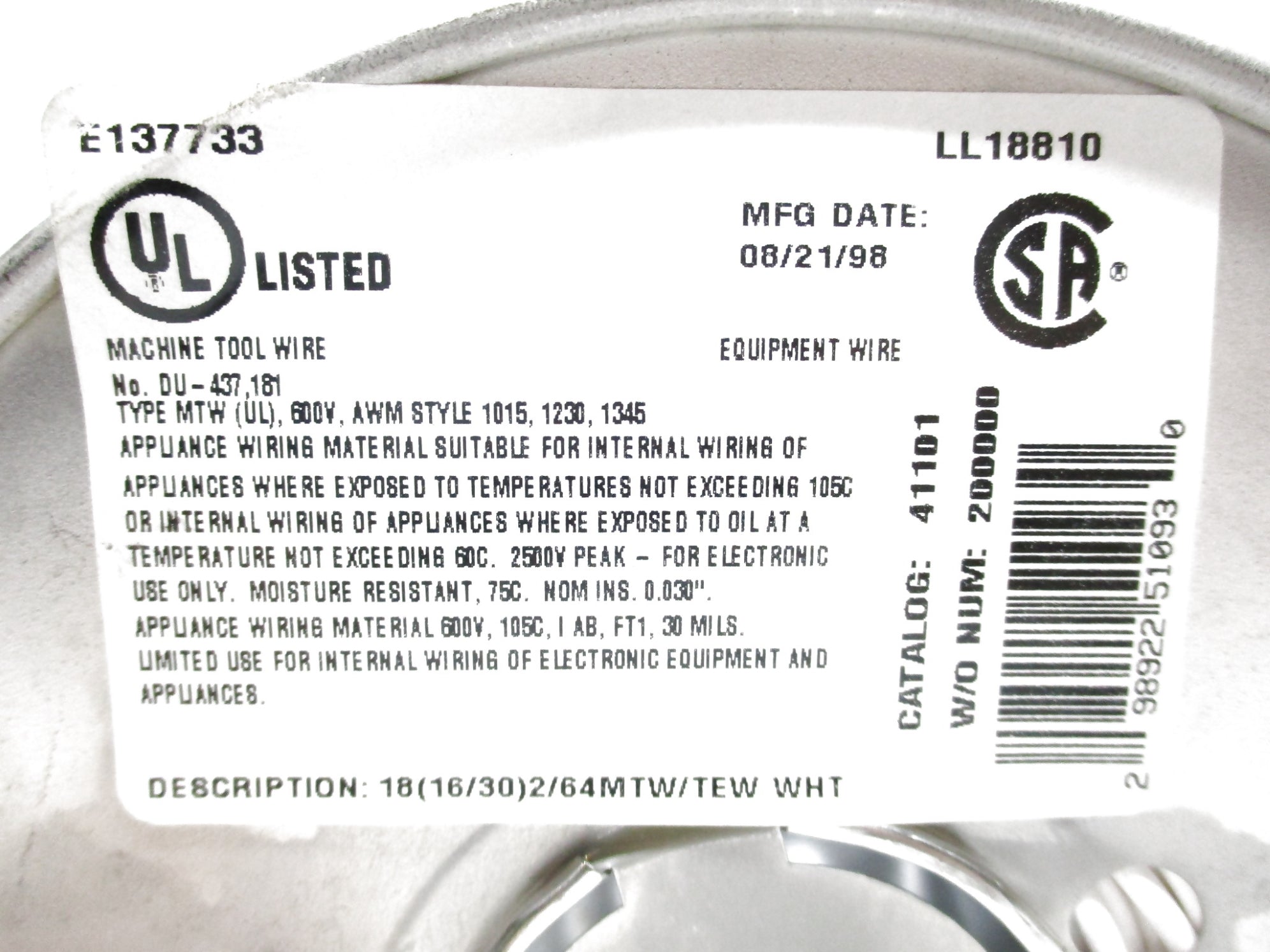 COLMAN CABLE 411010501 (PKG OF 4) NSMP