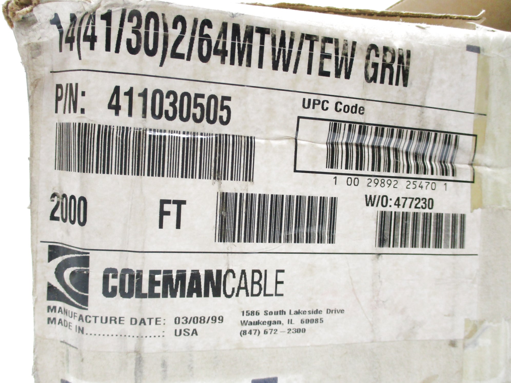 COLMAN CABLE 411030505 (PKG OF 4) NSMP