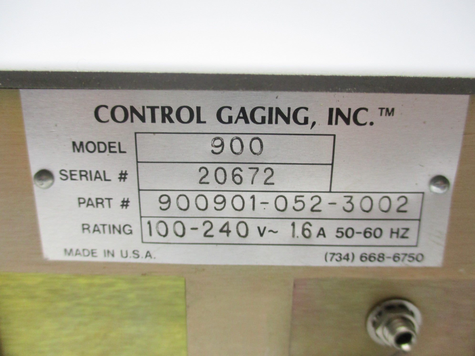 CONTROL GAGING 900901-052-3002 UNMP
