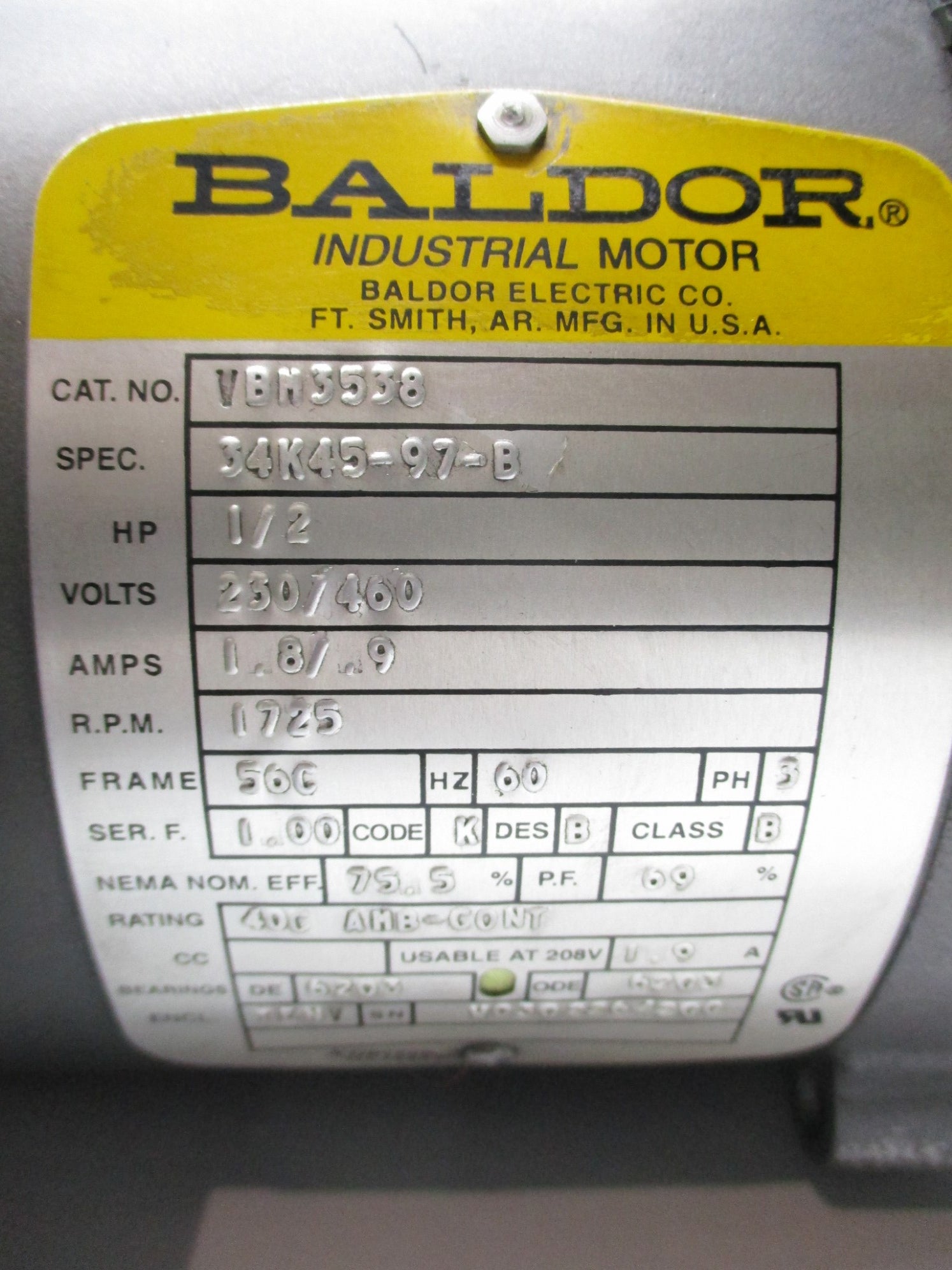 BALDOR VBM3538 NSMP