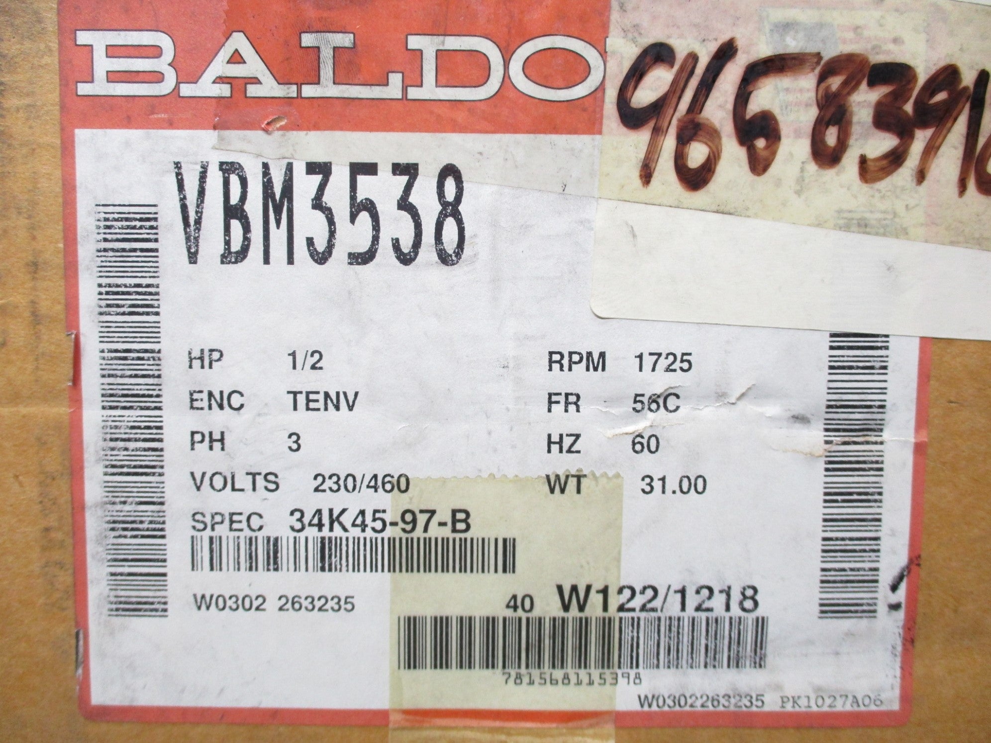 BALDOR VBM3538 NSMP
