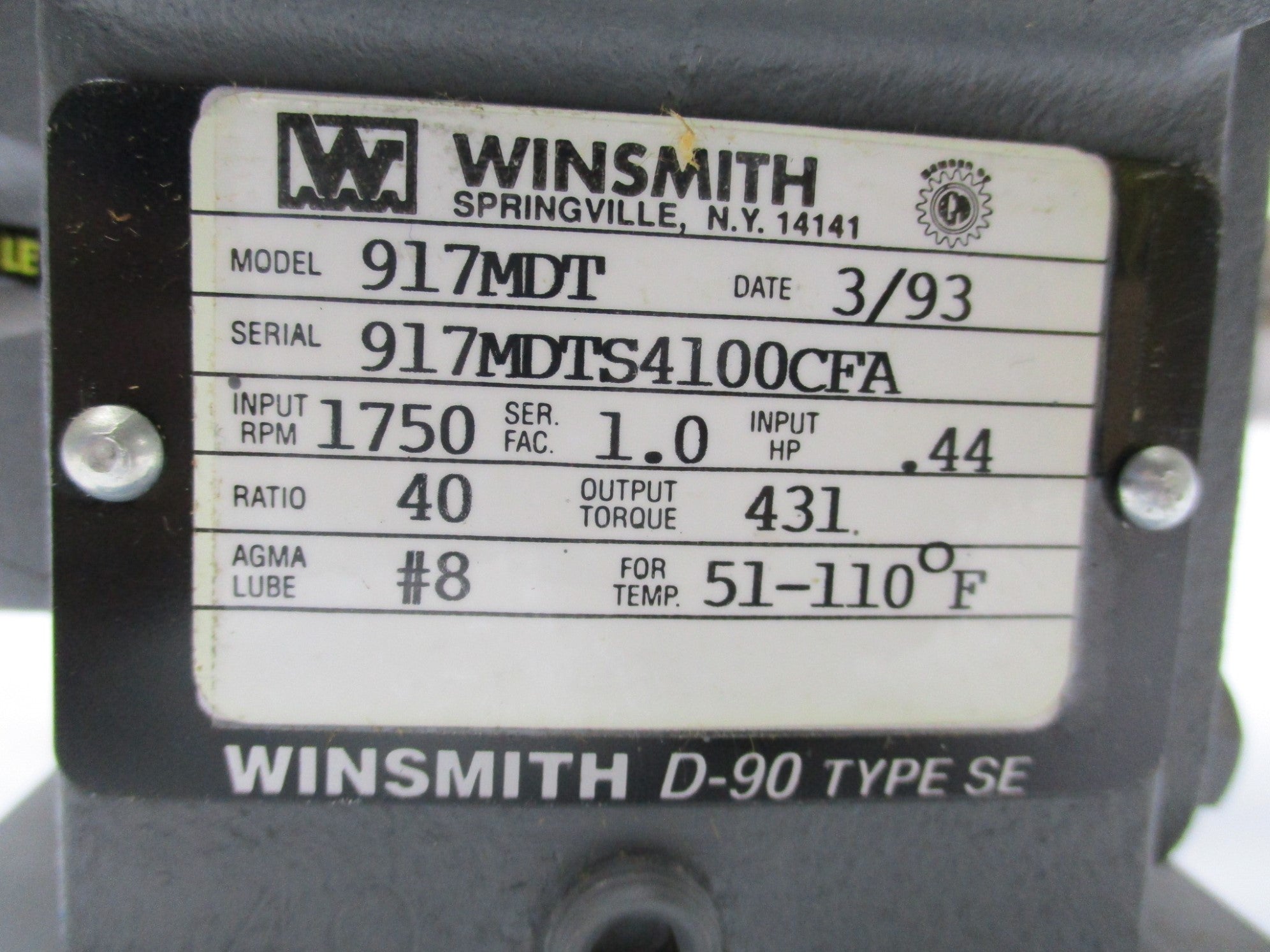 WINSMITH D-90 TYPE SE MODEL 917MDT UNMP