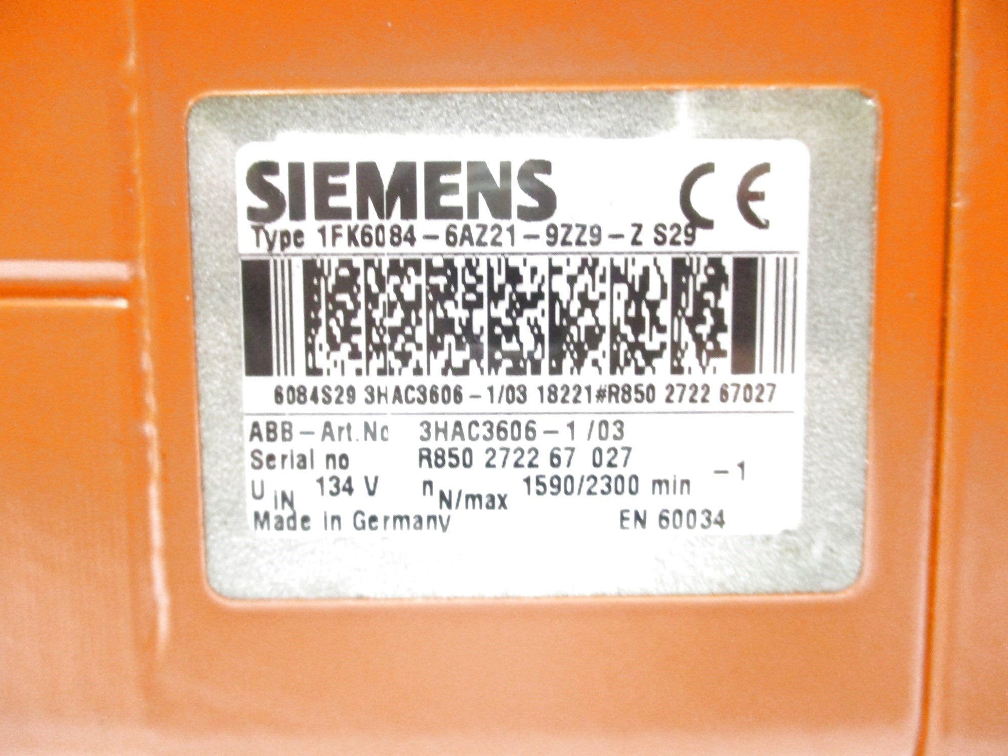 SIEMENS 1FK6084-6AZ21-9ZZ9-Z NSNP