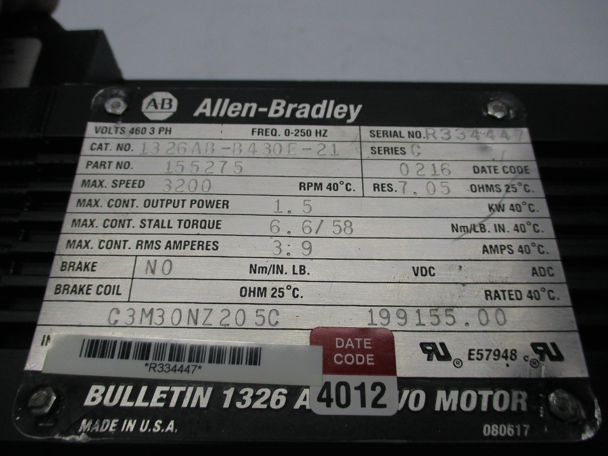 ALLEN BRADLEY 1326AB-B430E-21 SER. C NSNP