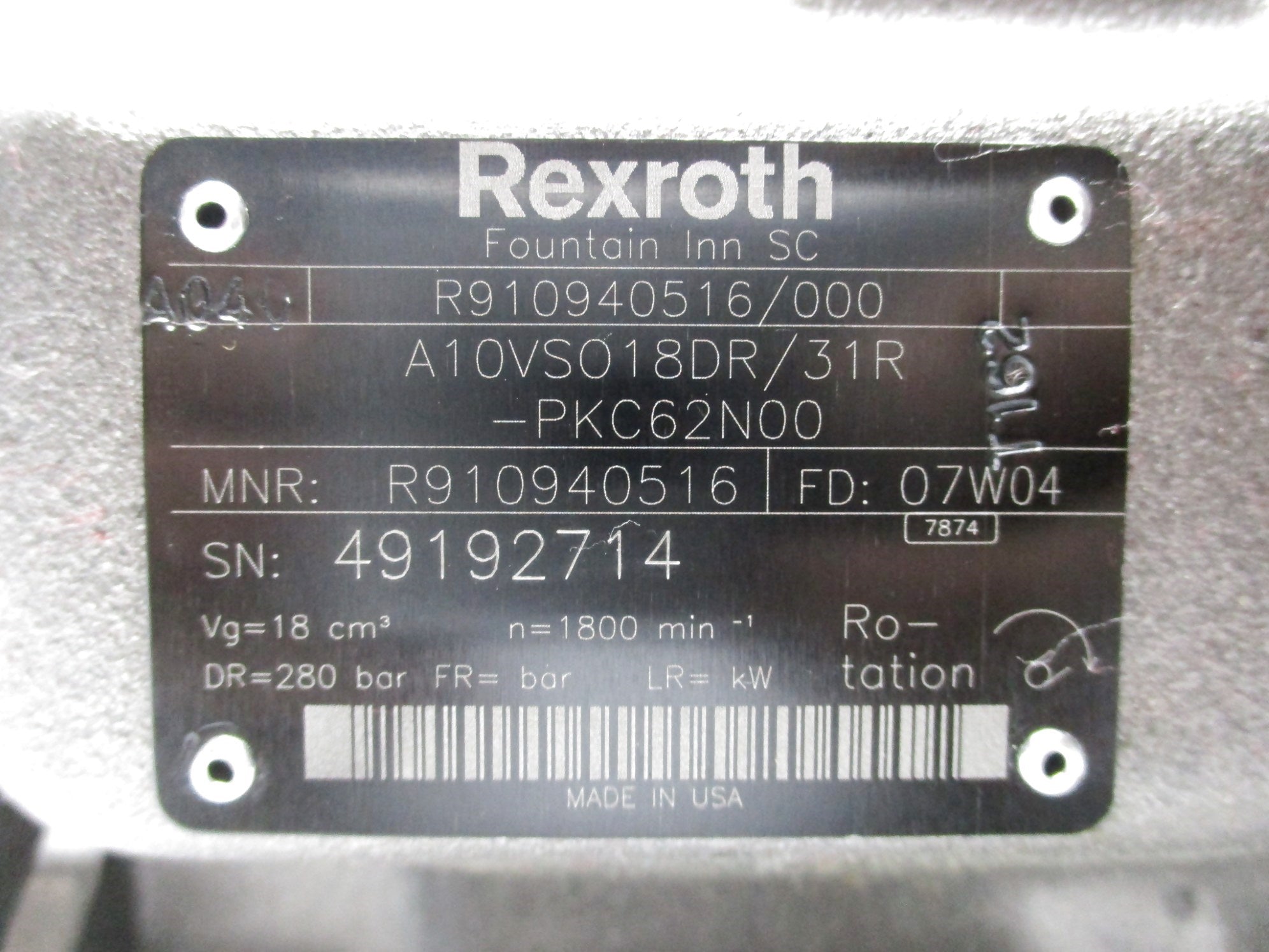 REXROTH A10VS018DR/31R-PKC62N00 R910940516 NSNP
