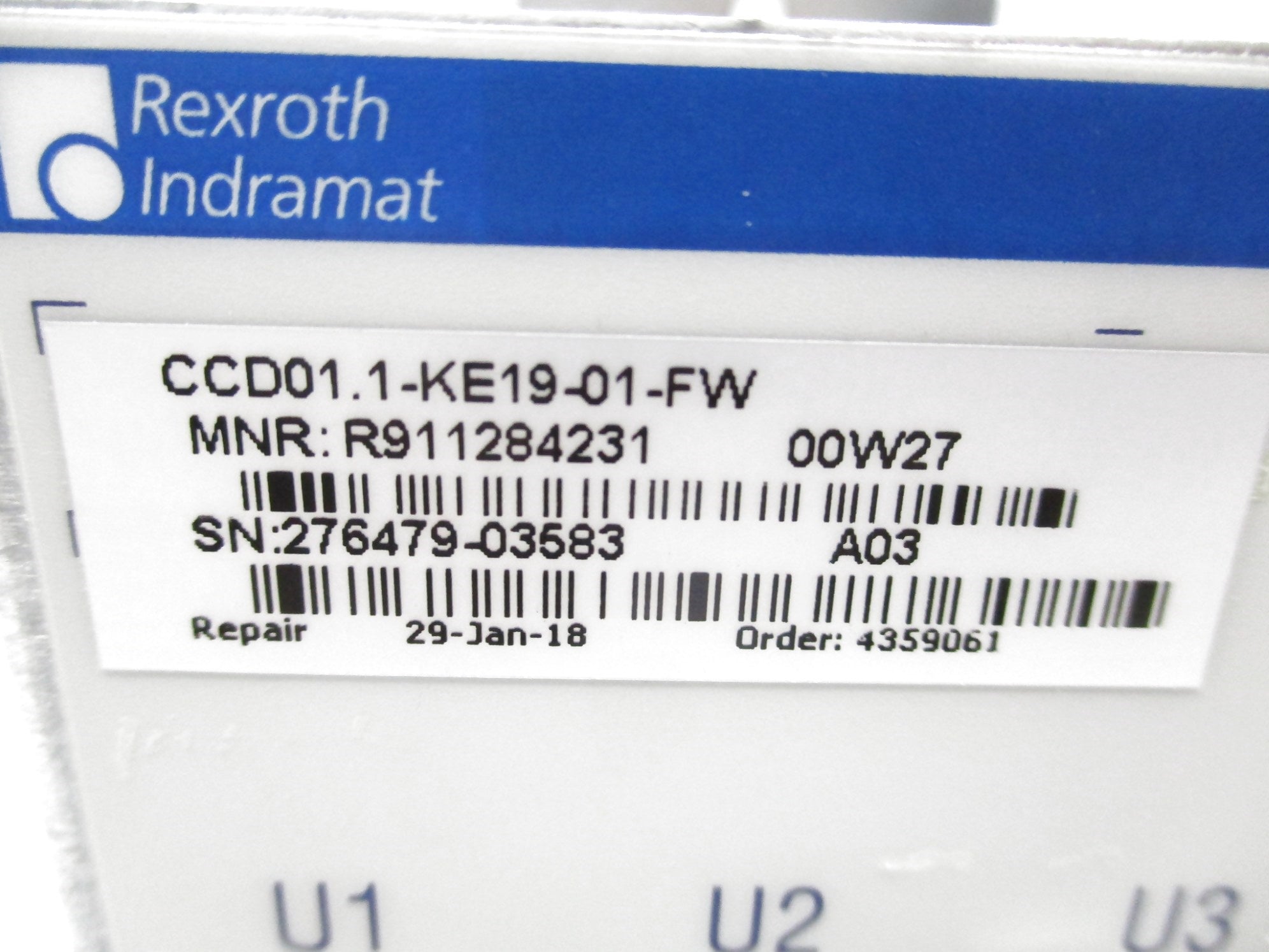REXROTH R911284231 CCD01.1-KE19-01-FW REMAN