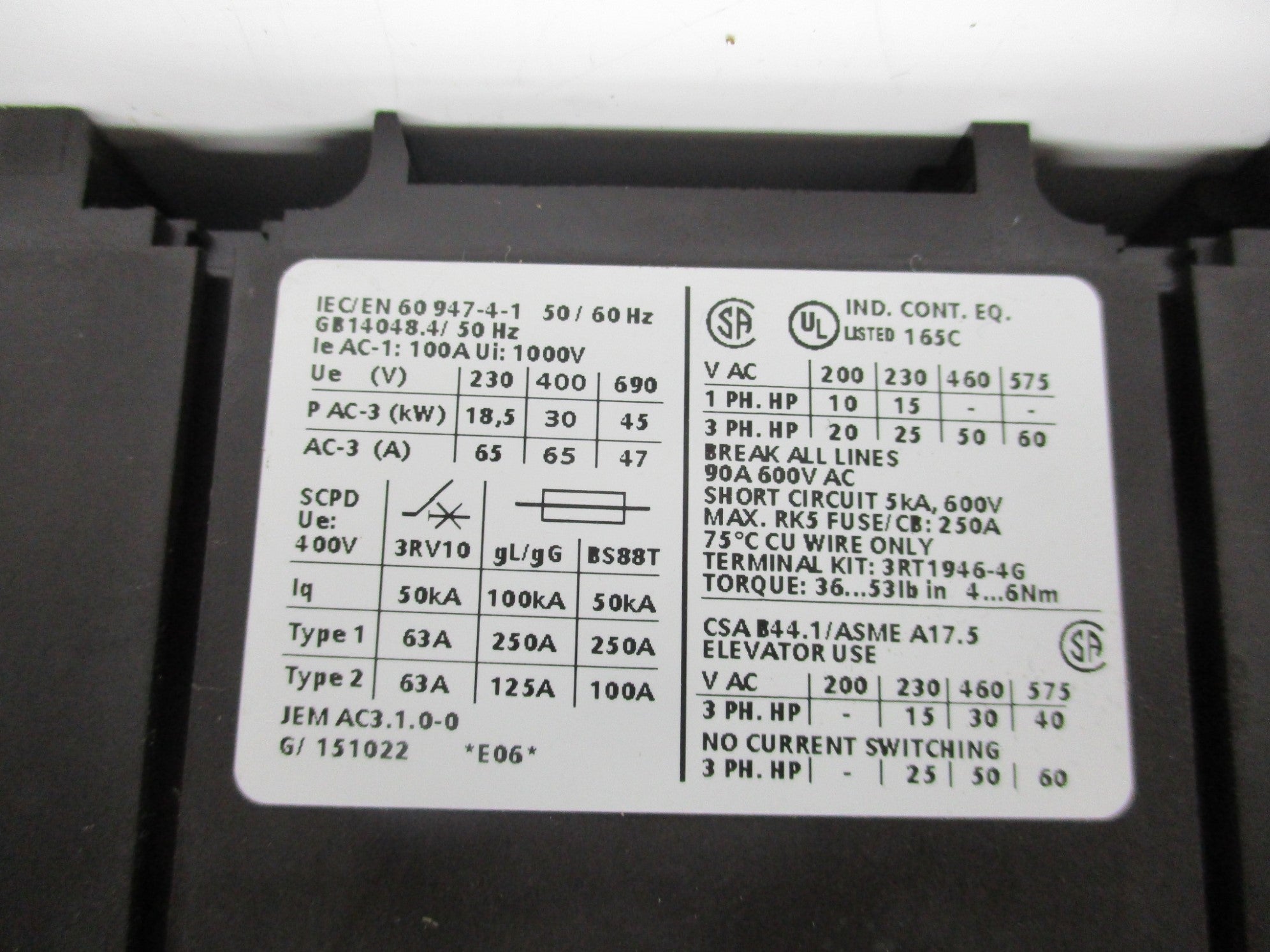 SIEMENS 3RT1044-1BB44 UNMP
