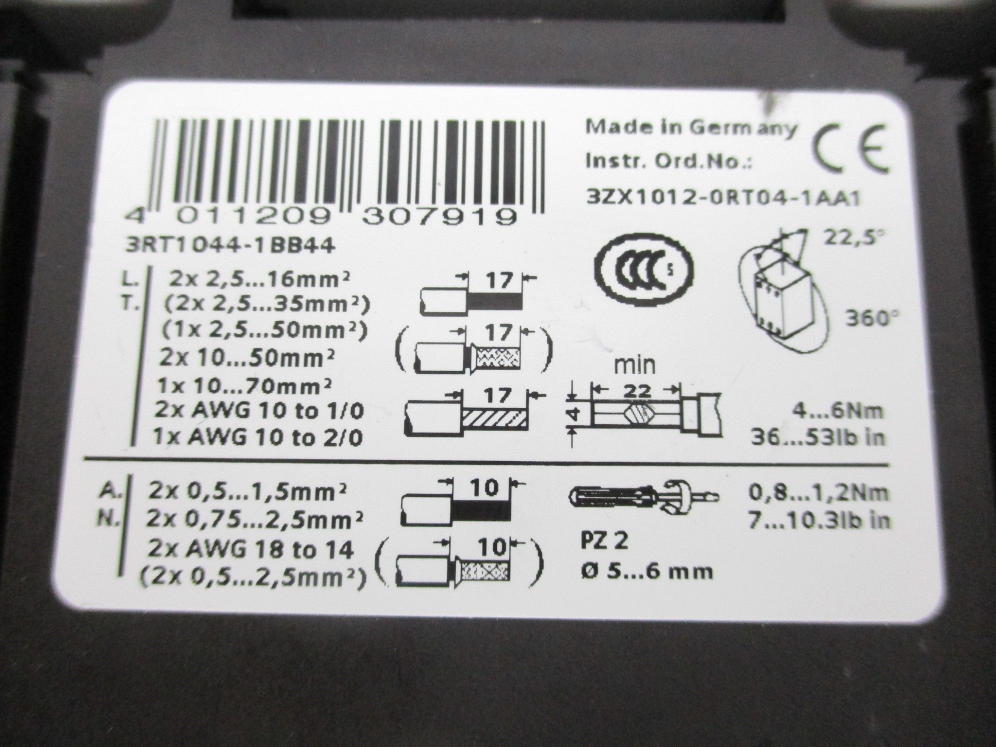 SIEMENS 3RT1044-1BB44 UNMP