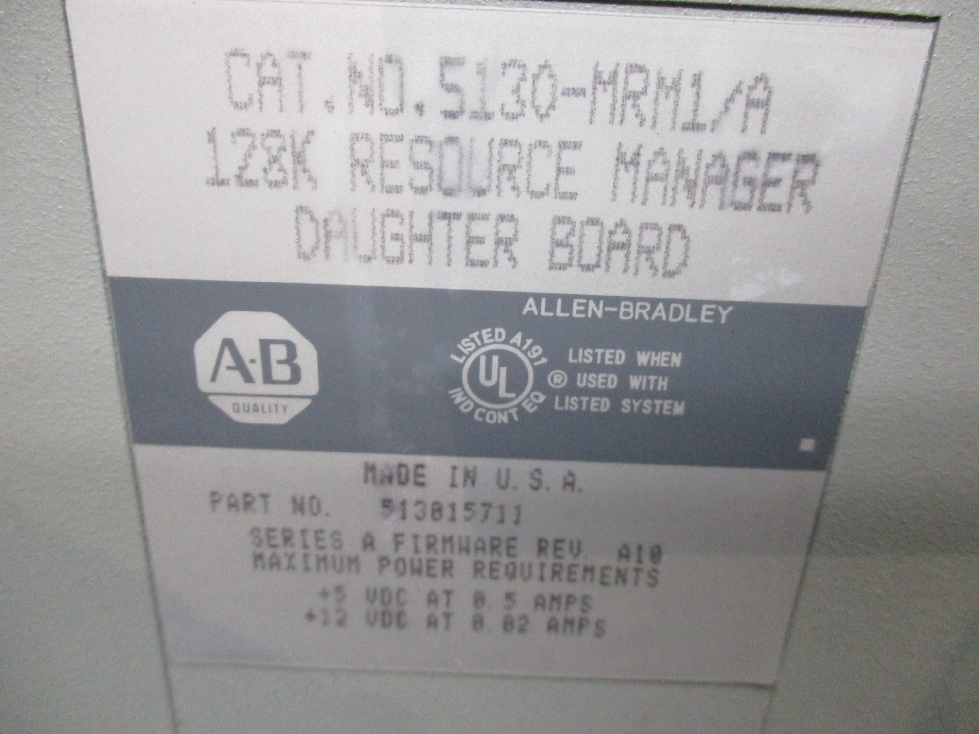 ALLEN BRADLEY 5130-RM/A SER. A F/W A08 UNMP
