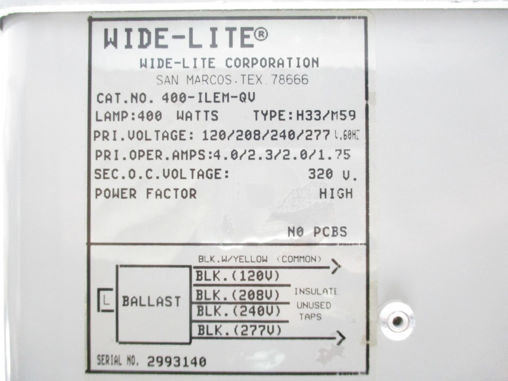 WIDE-LITE 400-ILEM-QV (AS PICTURED) NSNP