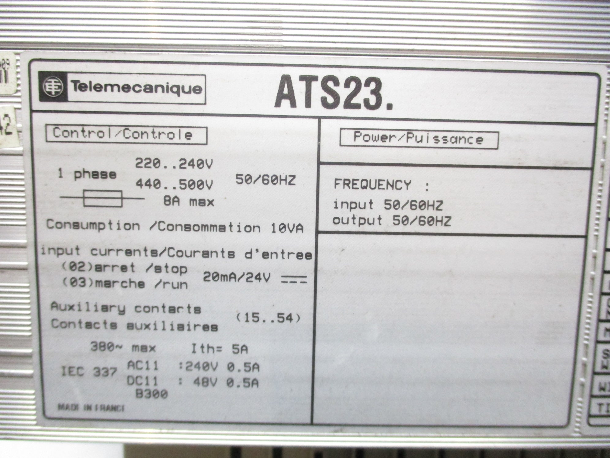 TELEMECANIQUE ATS23.D72N (AS PICTURED) NSNP