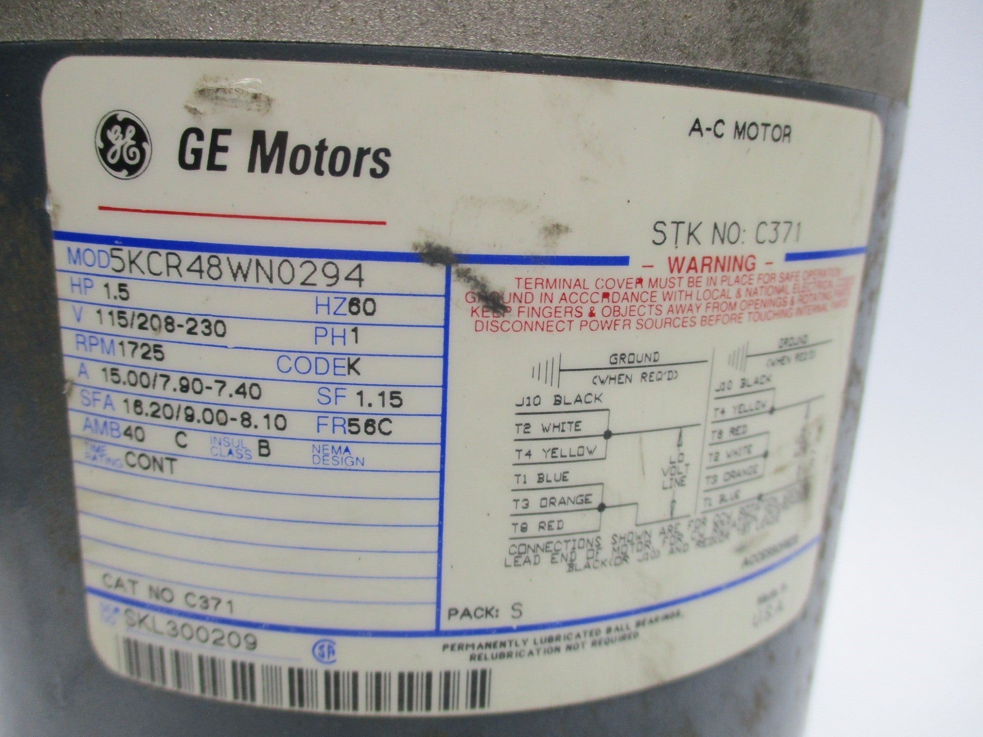GENERAL ELECTRIC 5KCR48WN0294 UNMP