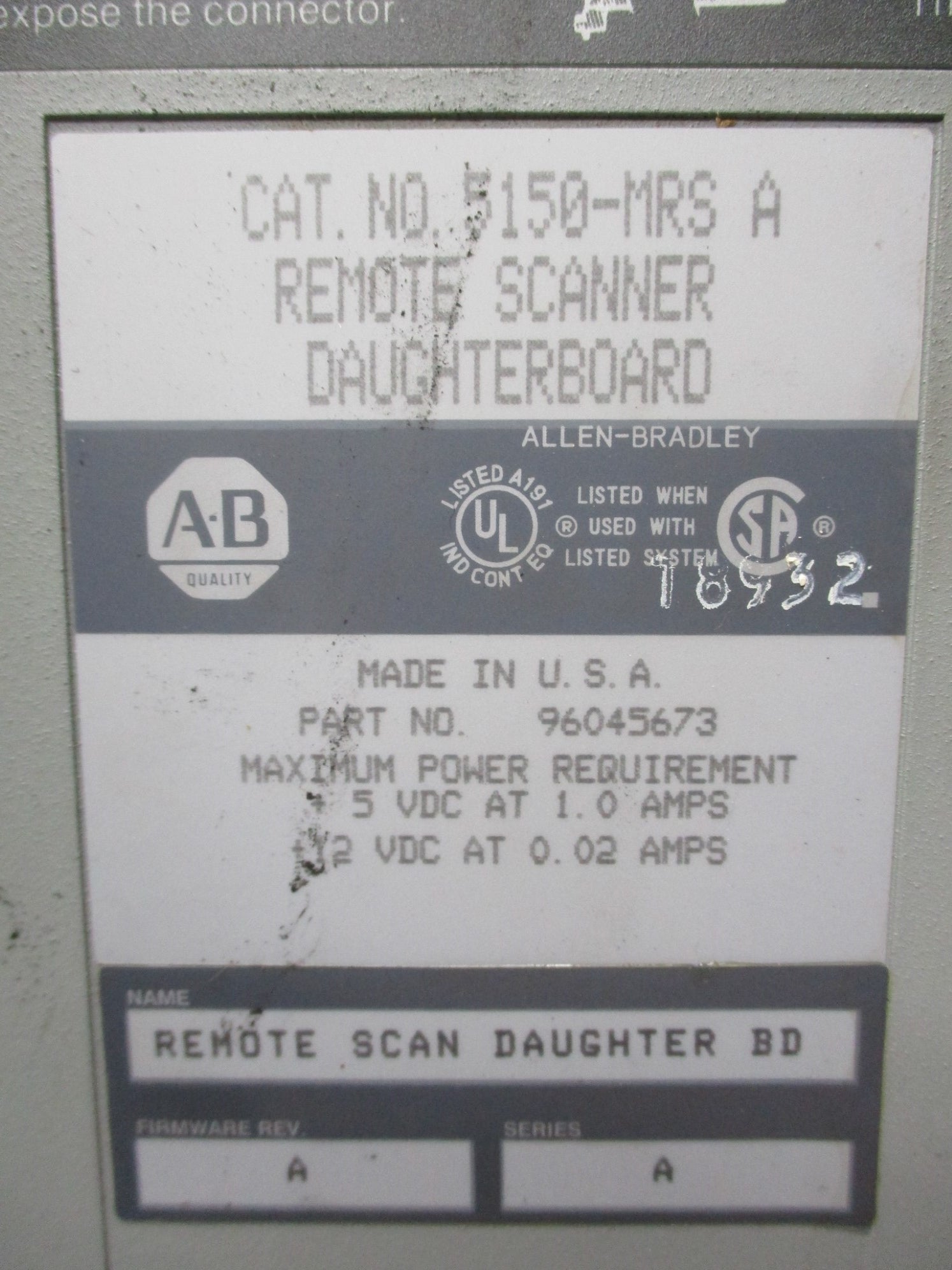 INDUSTRIAL SPARE PART 5150-RS/A SER. A F/W A UNMP