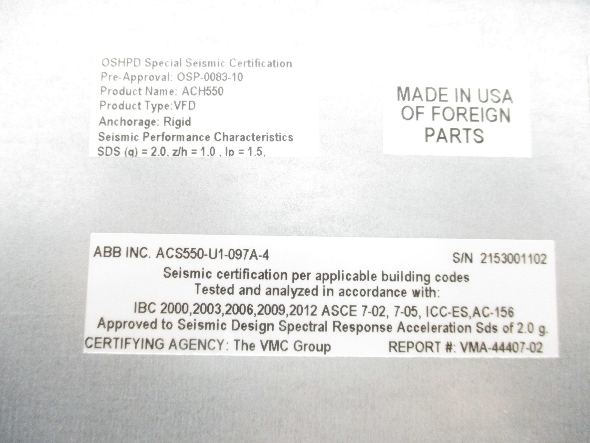 ABB ACS550-U1-097A-4 NSMP
