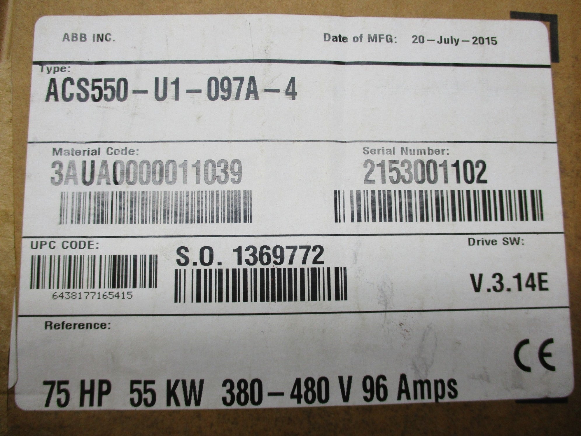 ABB ACS550-U1-097A-4 NSMP