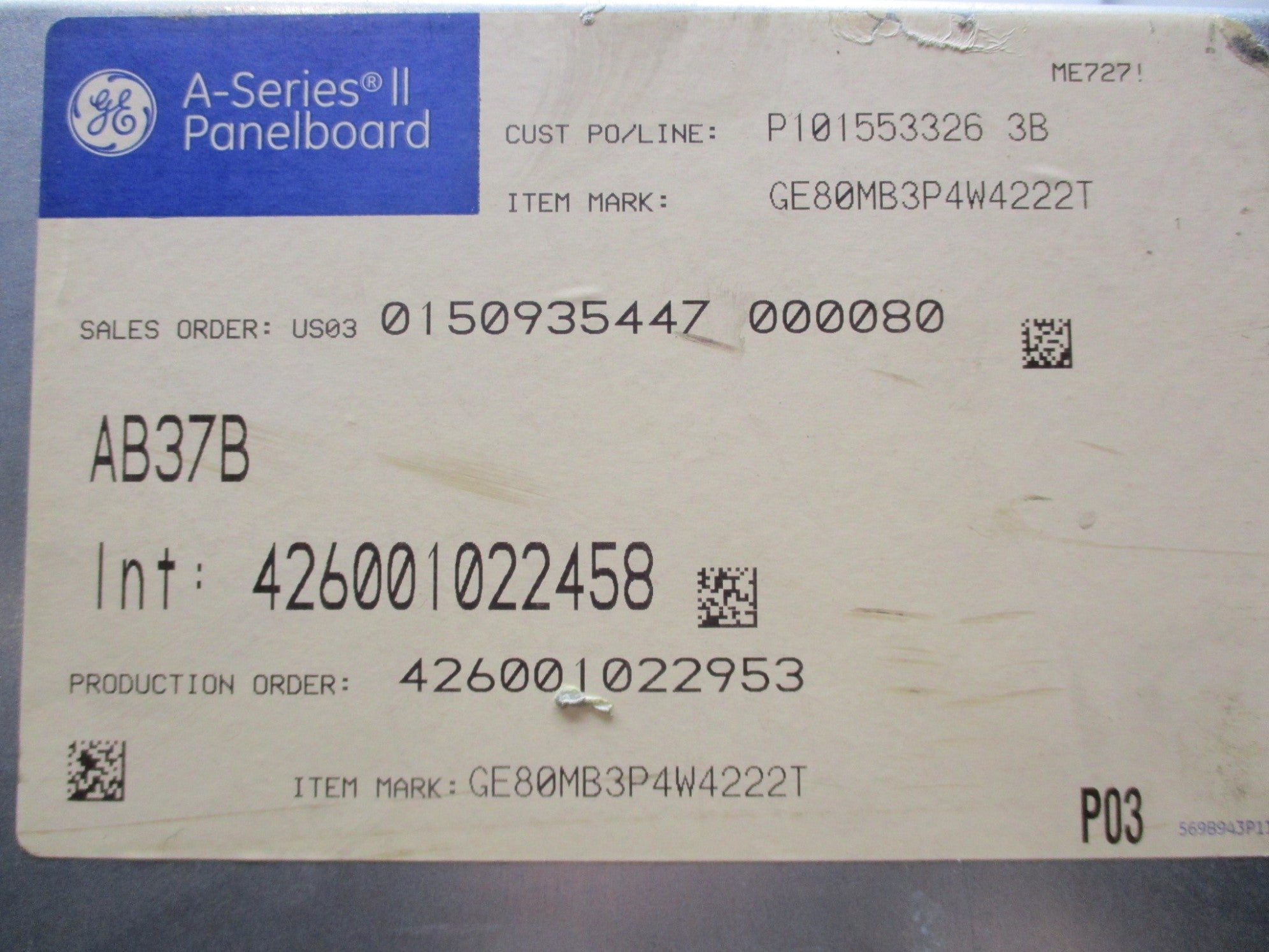 GENERAL ELECTRIC AQF3421CTX NSMP