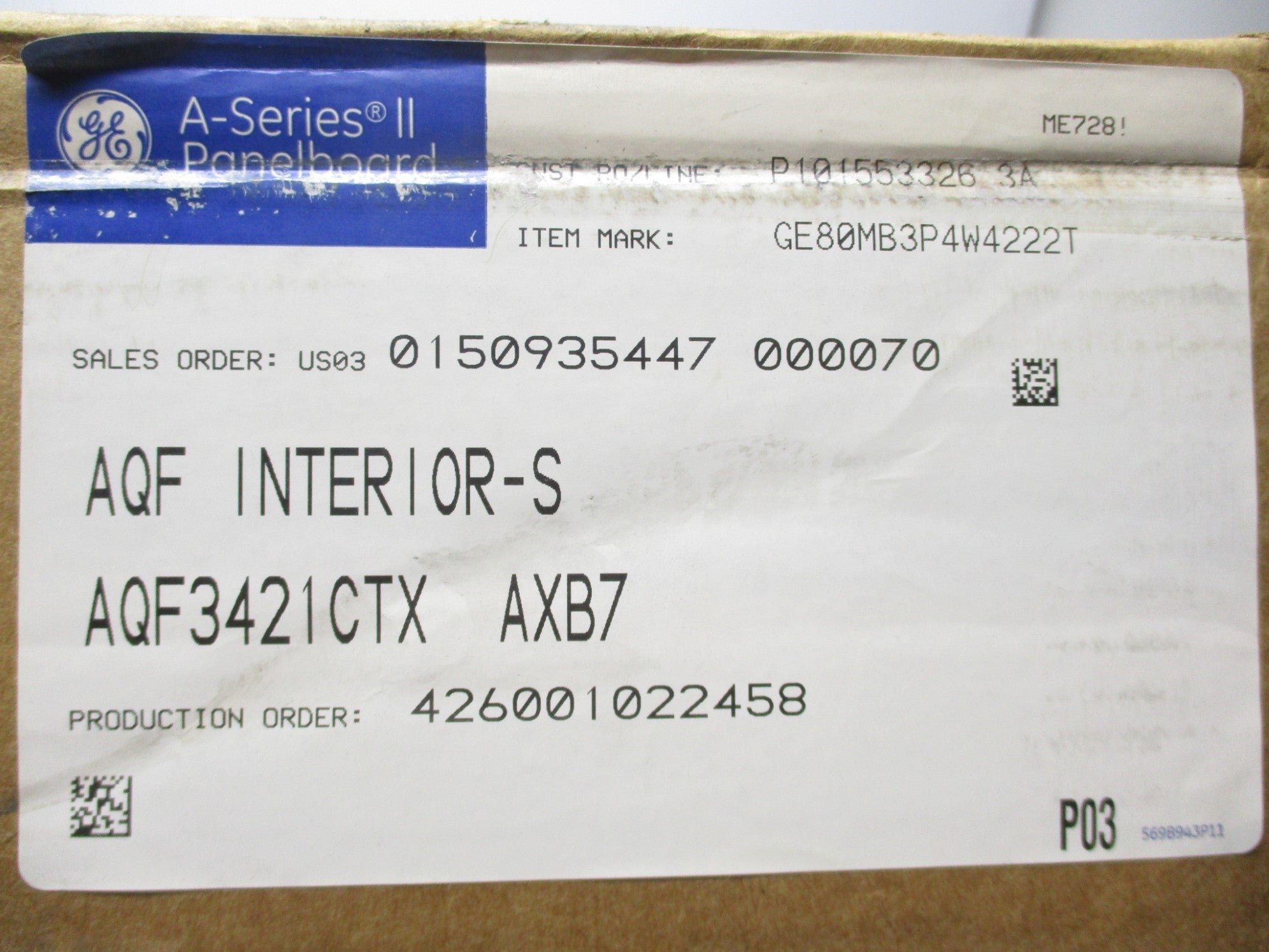 GENERAL ELECTRIC AQF3421CTX NSMP