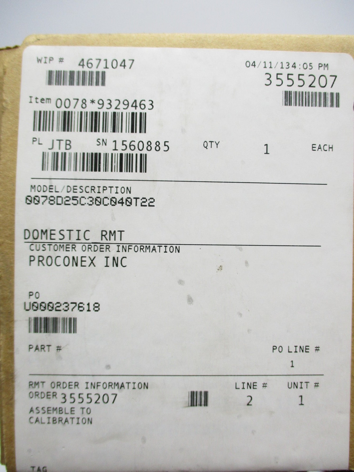 ROSEMOUNT 0078D25C30C040T22 NSMP