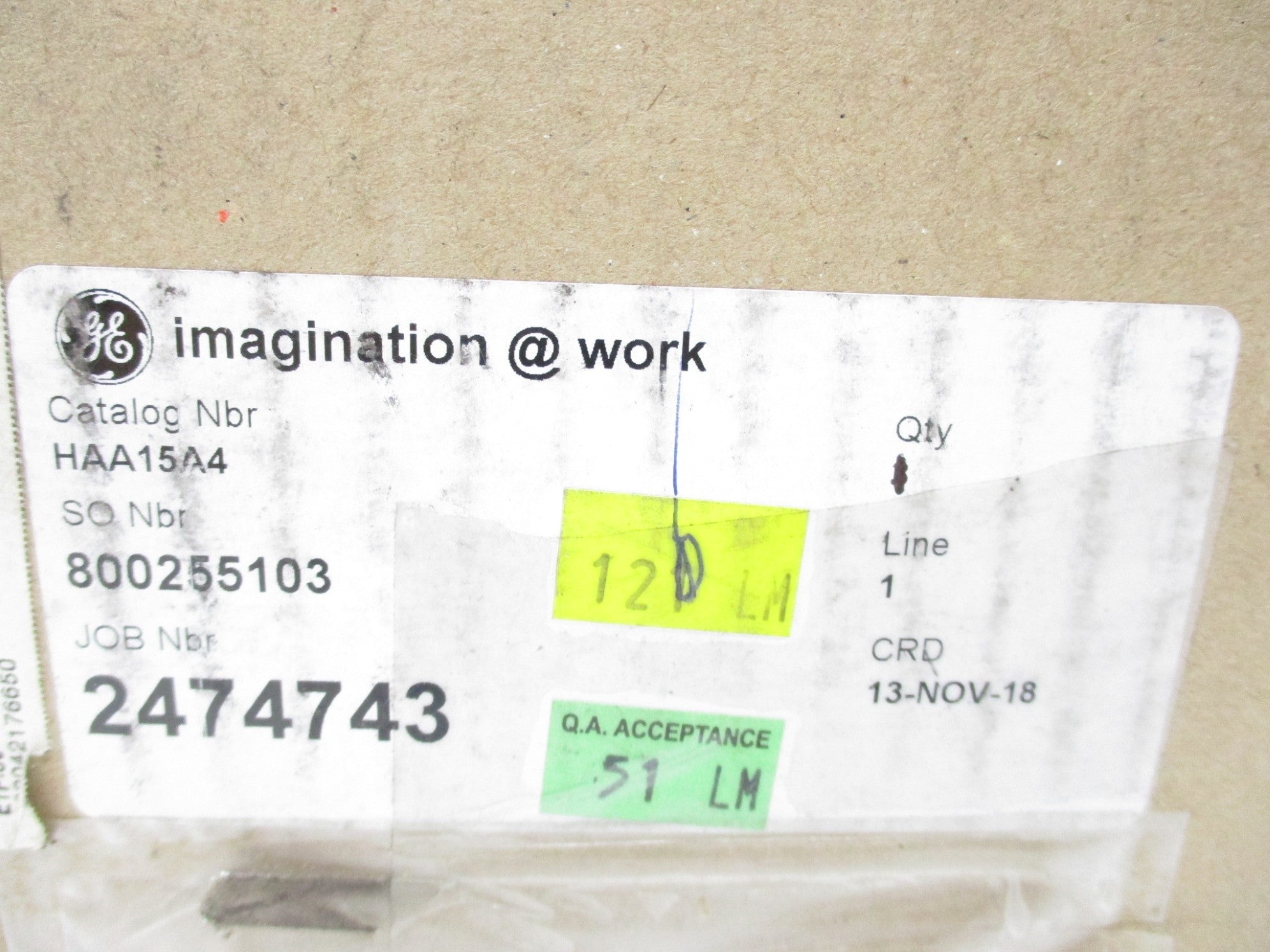 GENERAL ELECTRIC 12HAA15A4 HAA15A4 NSMP