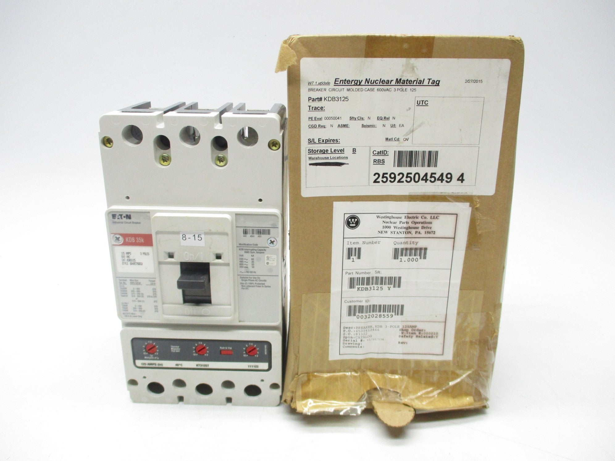 WESTINGHOUSE KDB3125 125A 600VAC NSMP