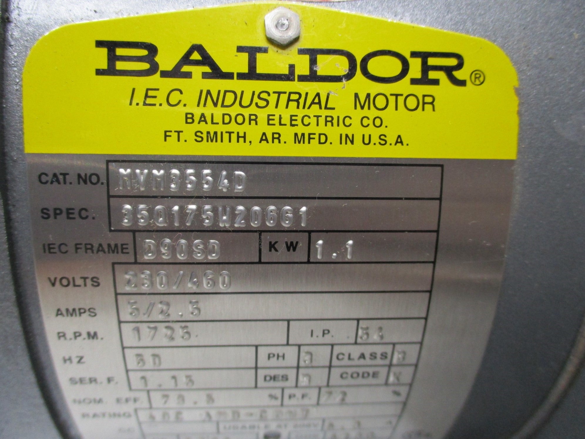 BALDOR MVM3554D NSNP