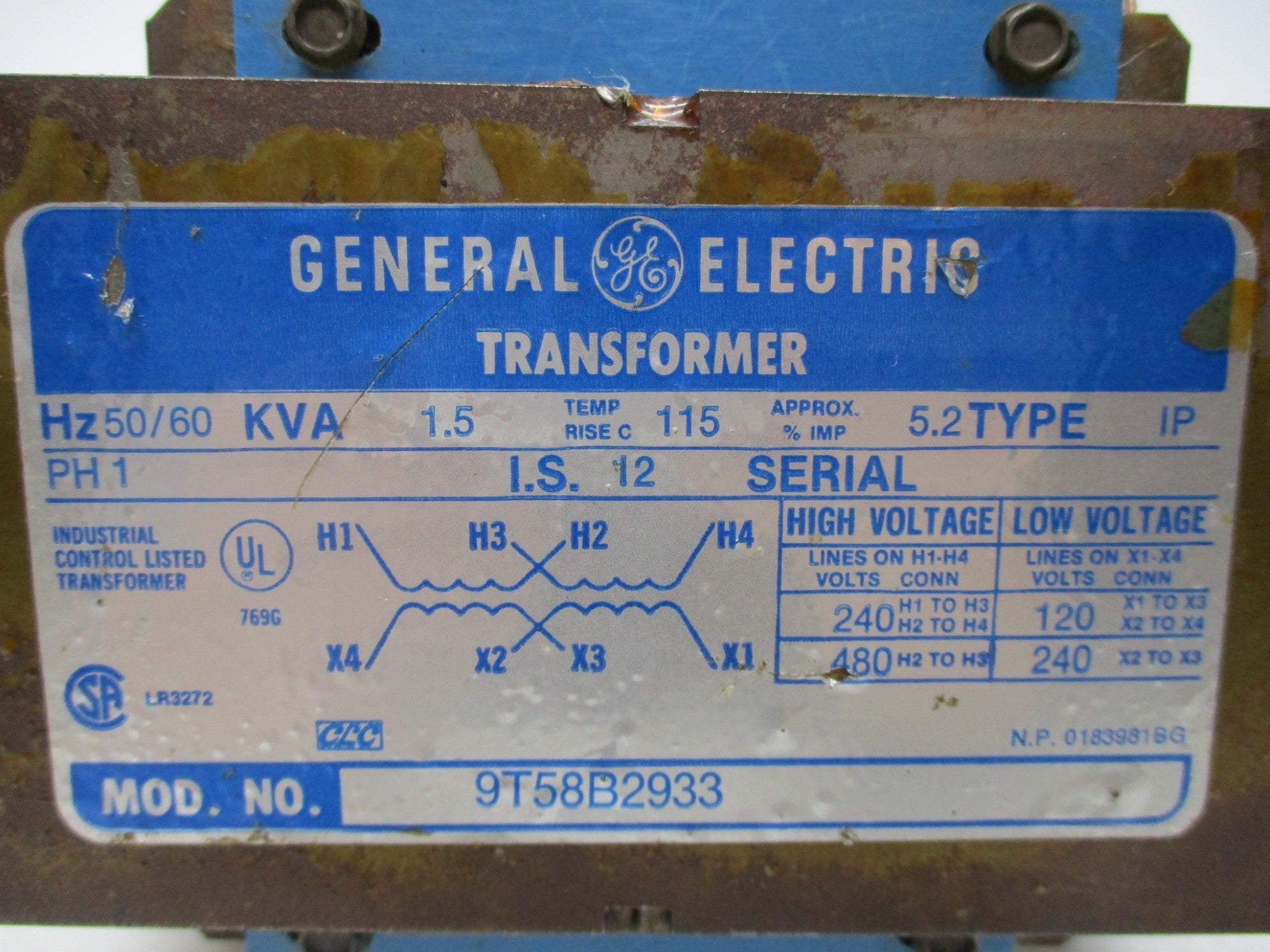 GENERAL ELECTRIC 9T58B2933 UNMP