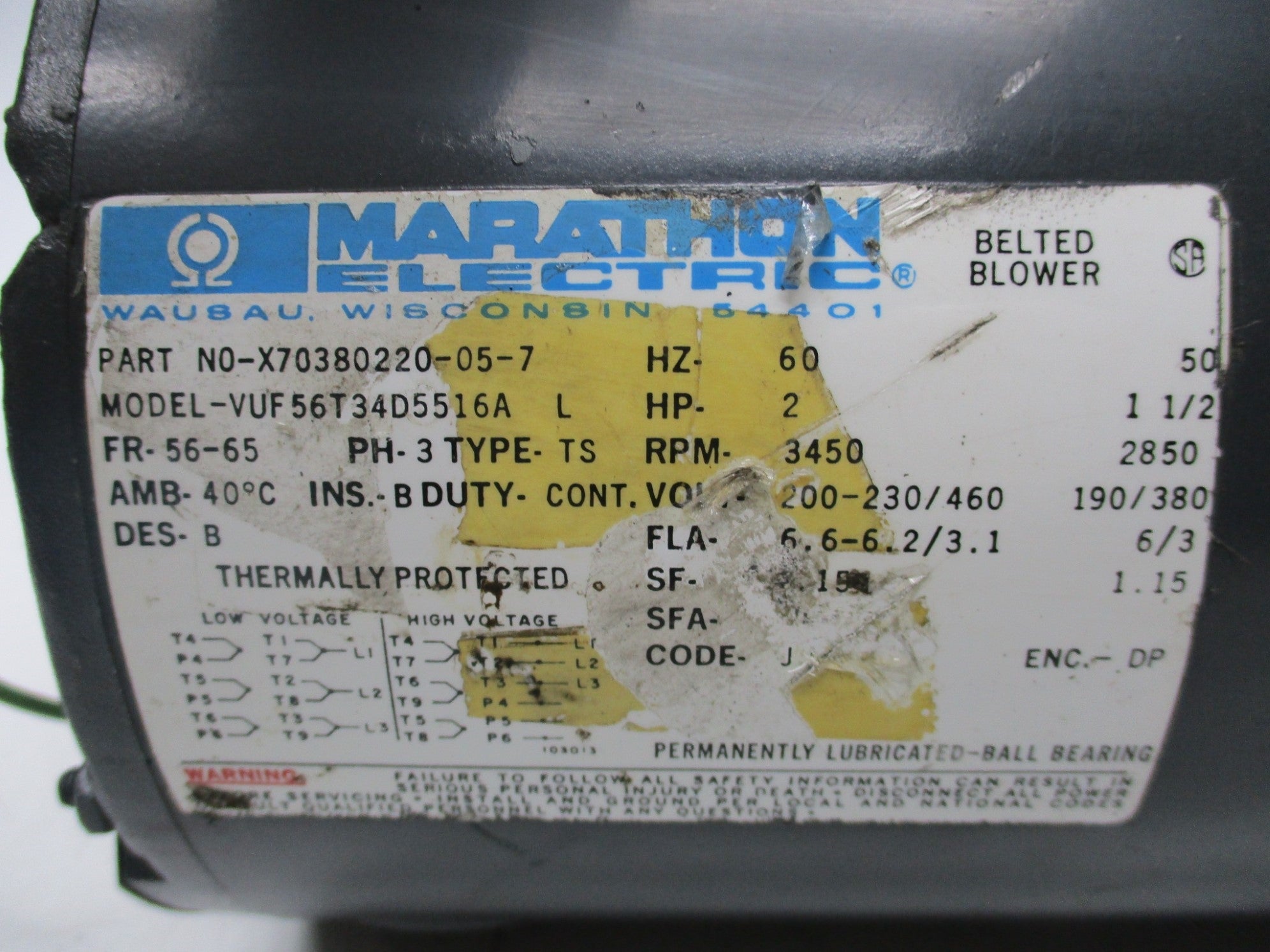MARATHON ELECTRIC X70380220-05-7 UNMP