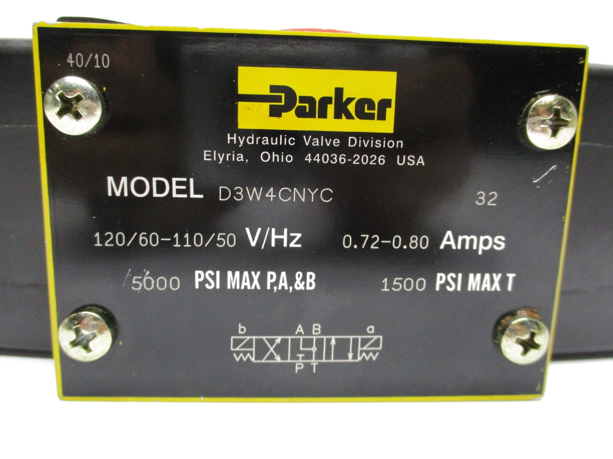 PARKER D3W4CNYC 110/120V 0.72-0.80A 5000PSI NSMP