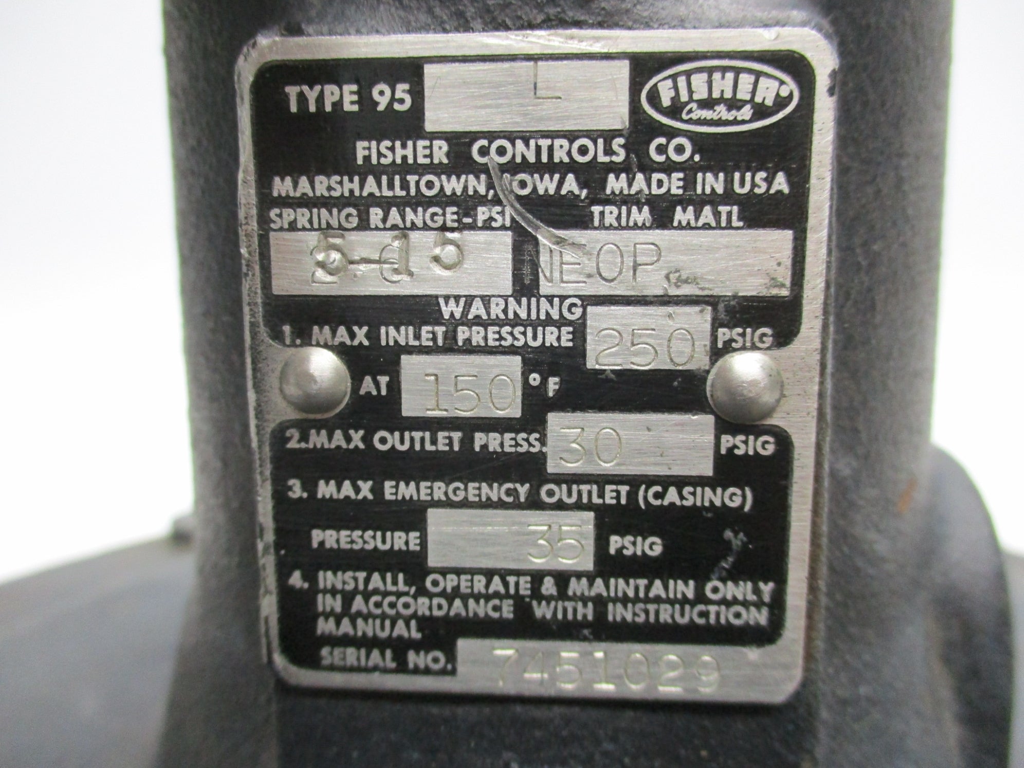 FISHER TYPE 95L UNMP